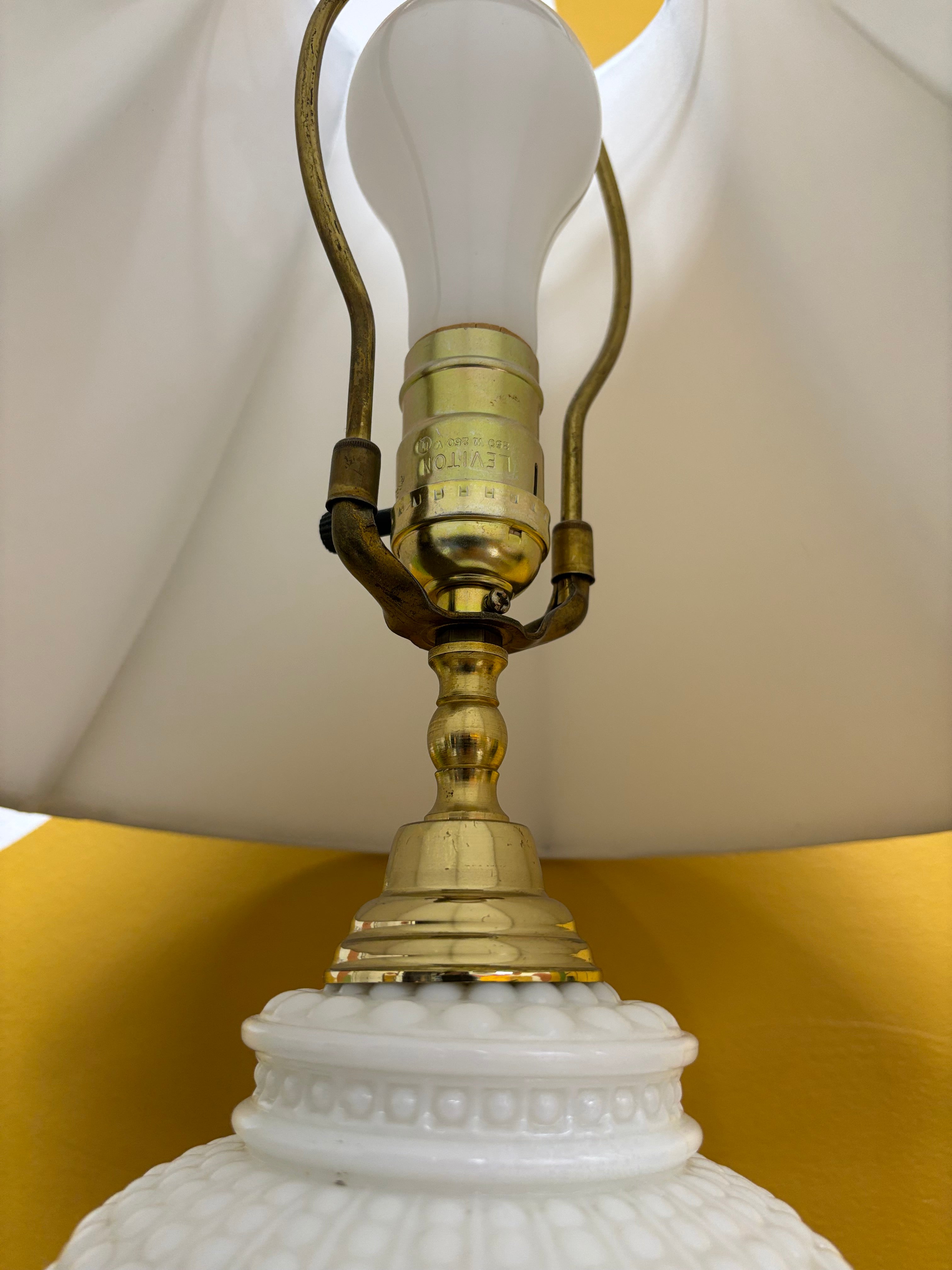 Hobnail Milk Glass Table Lamp