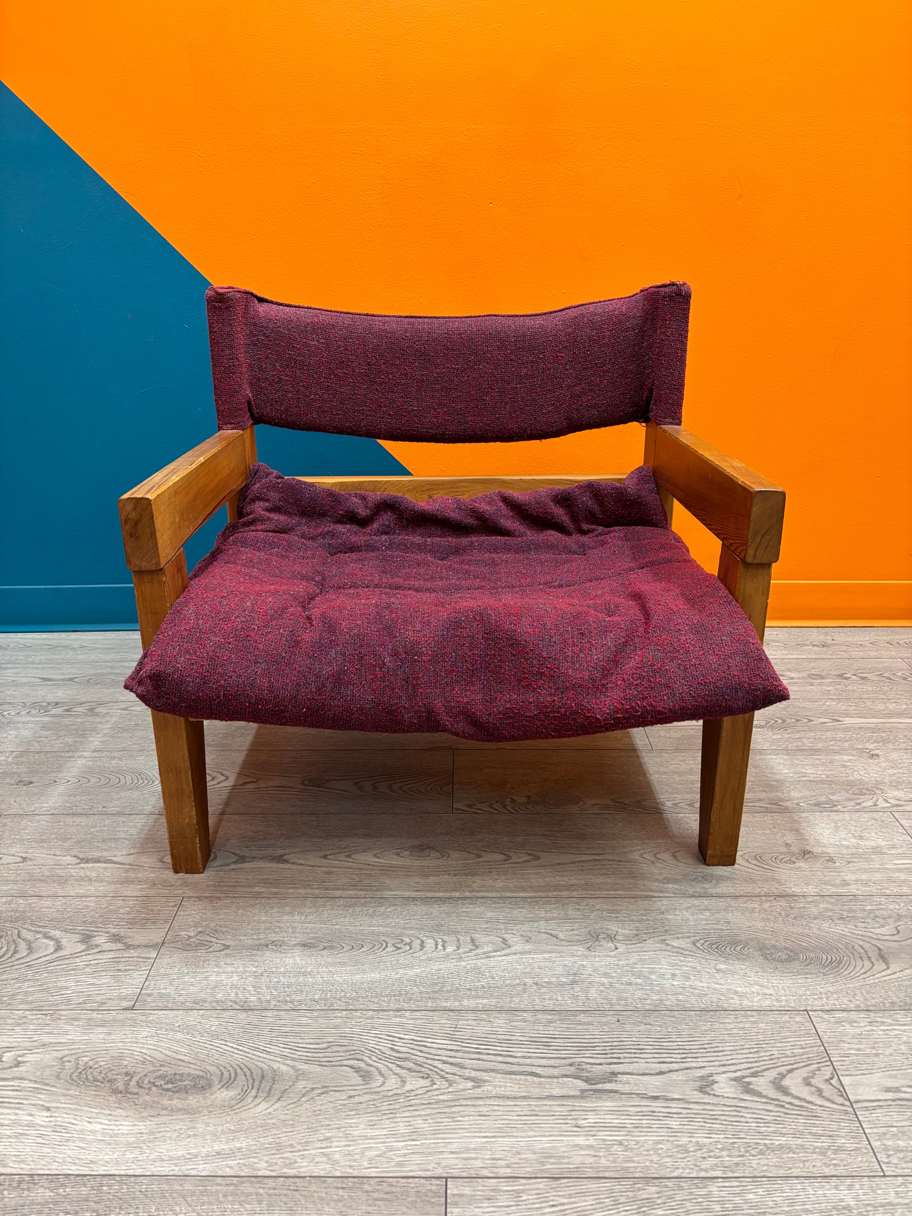 Wide Wood Framed Armchair