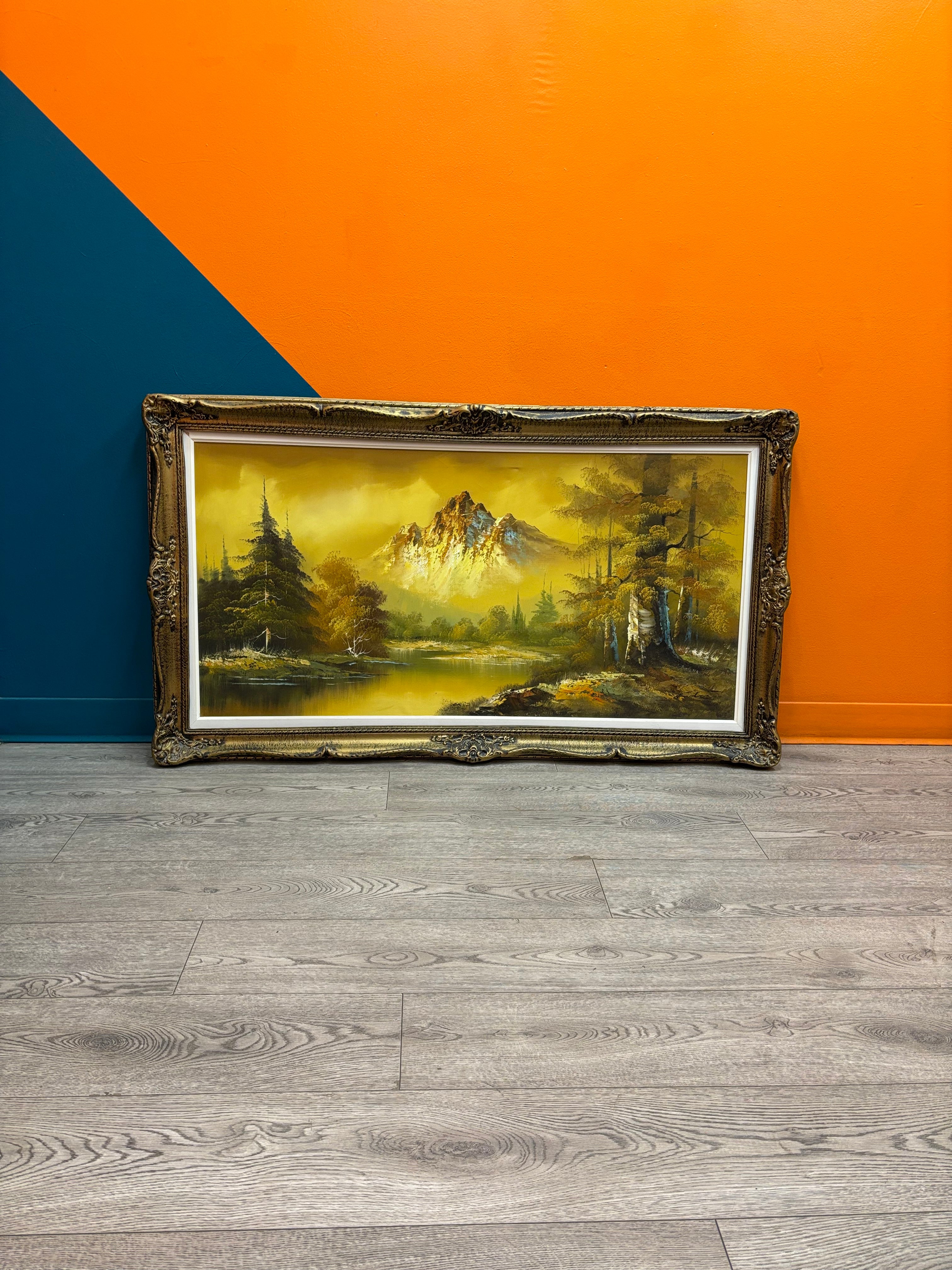 Large Gold Framed Mountain Painting