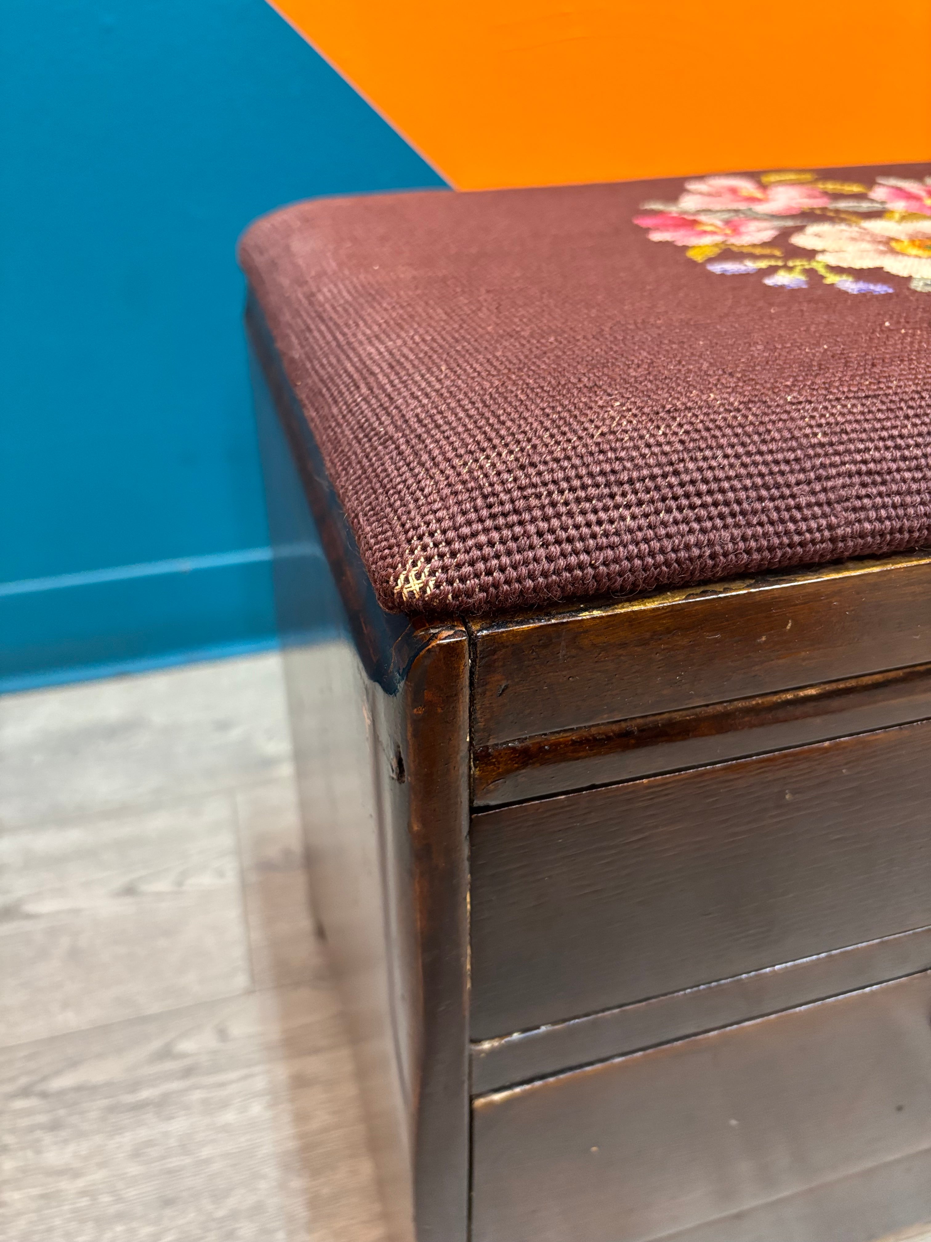 Cross Stitch Stool with Drawers