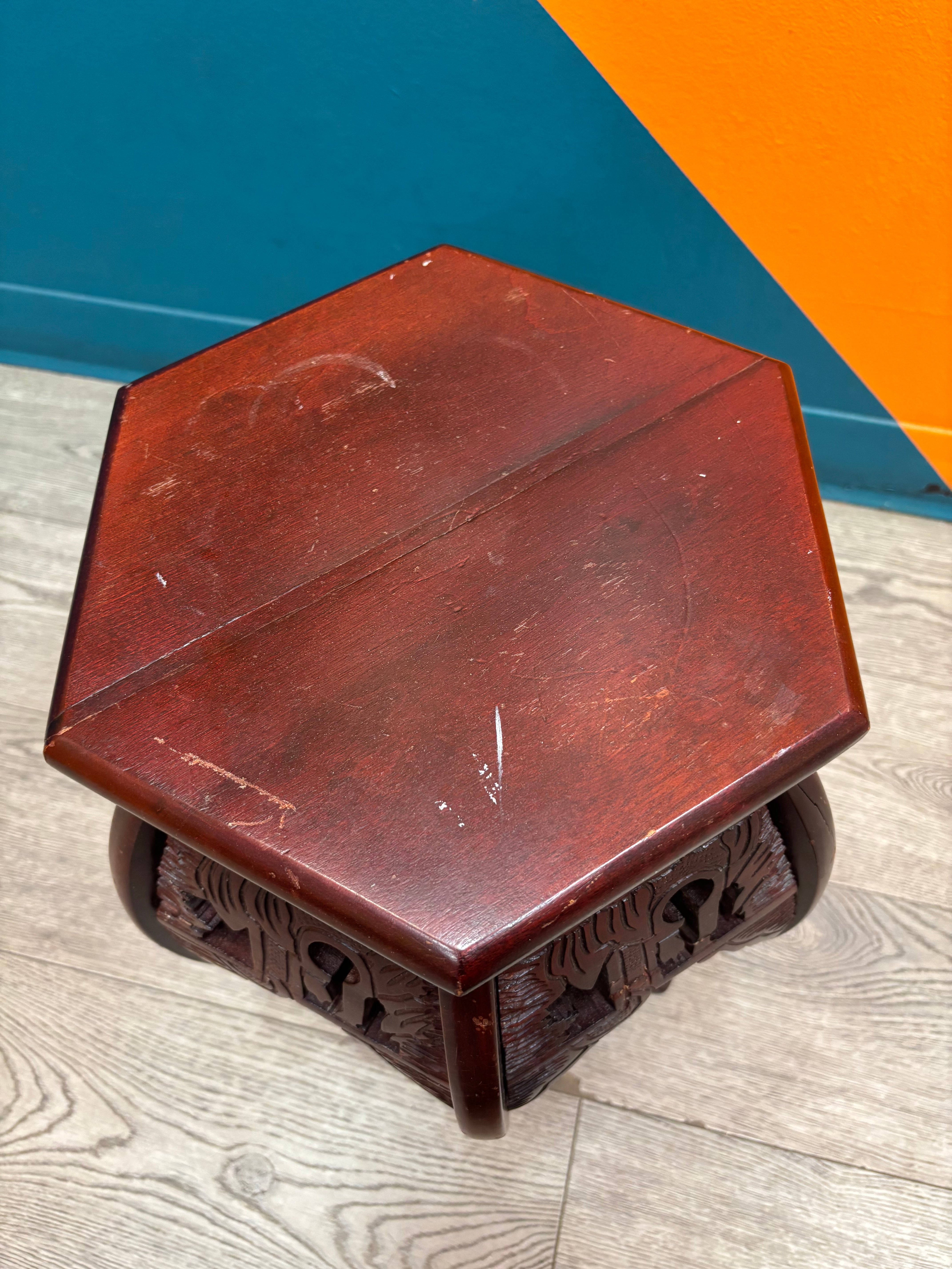 Carved Wood Pedestal Table