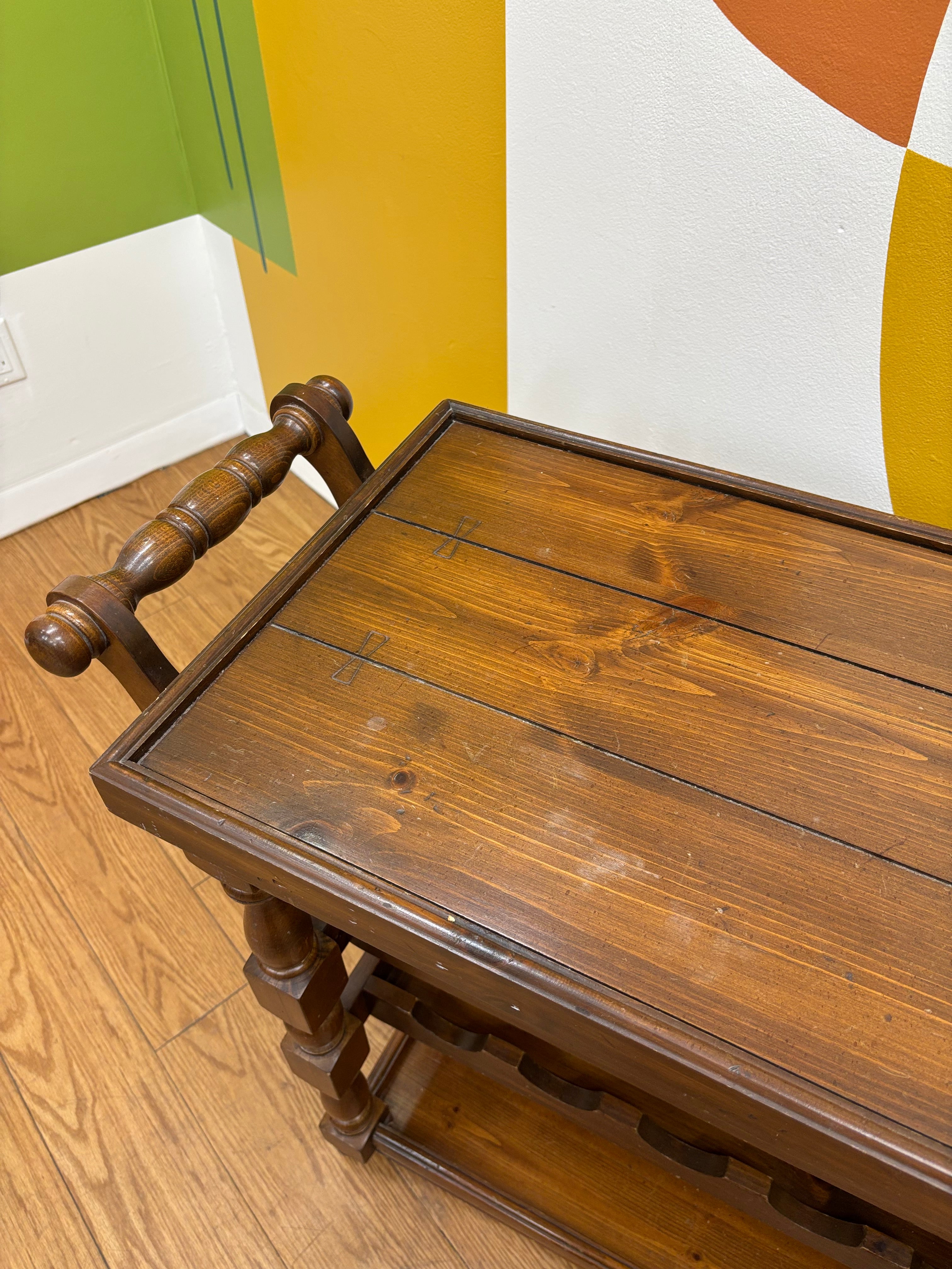 Rolling Wood Bar Cart