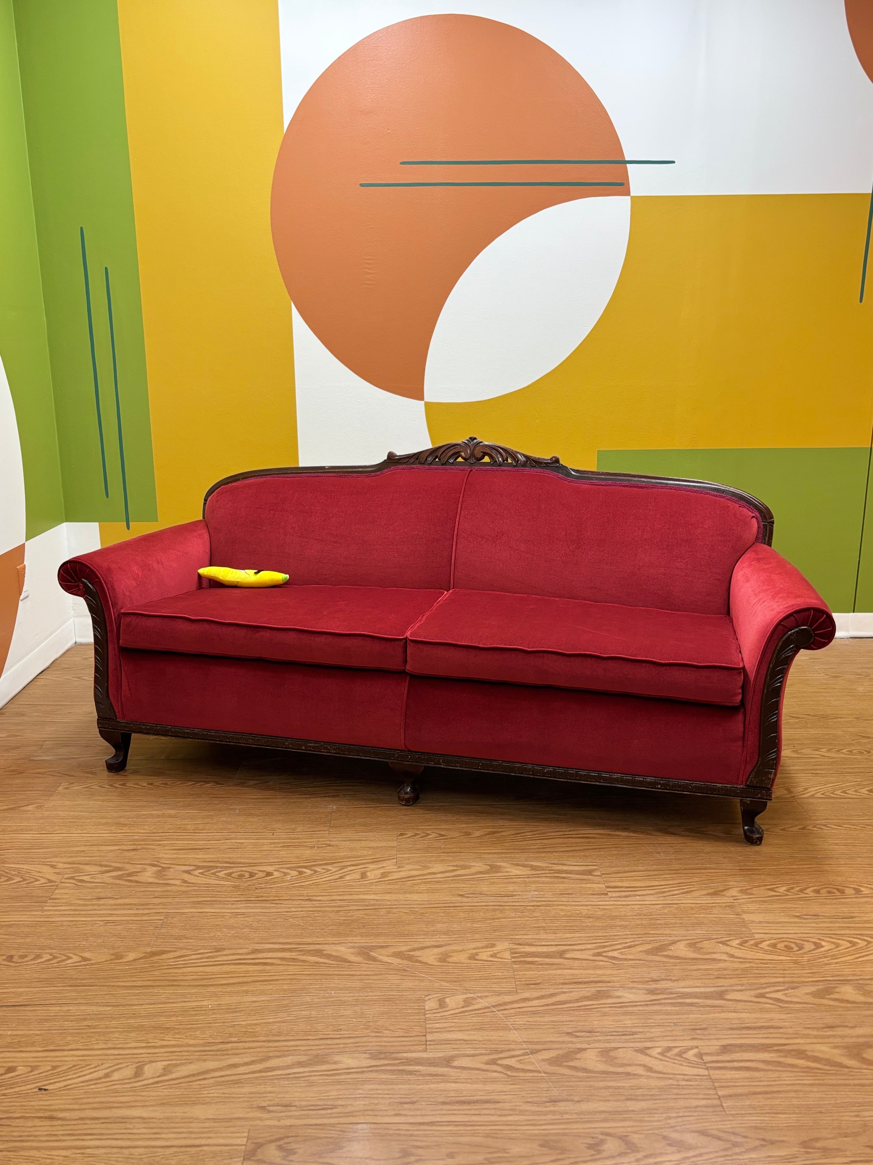 Red Velour Sofa