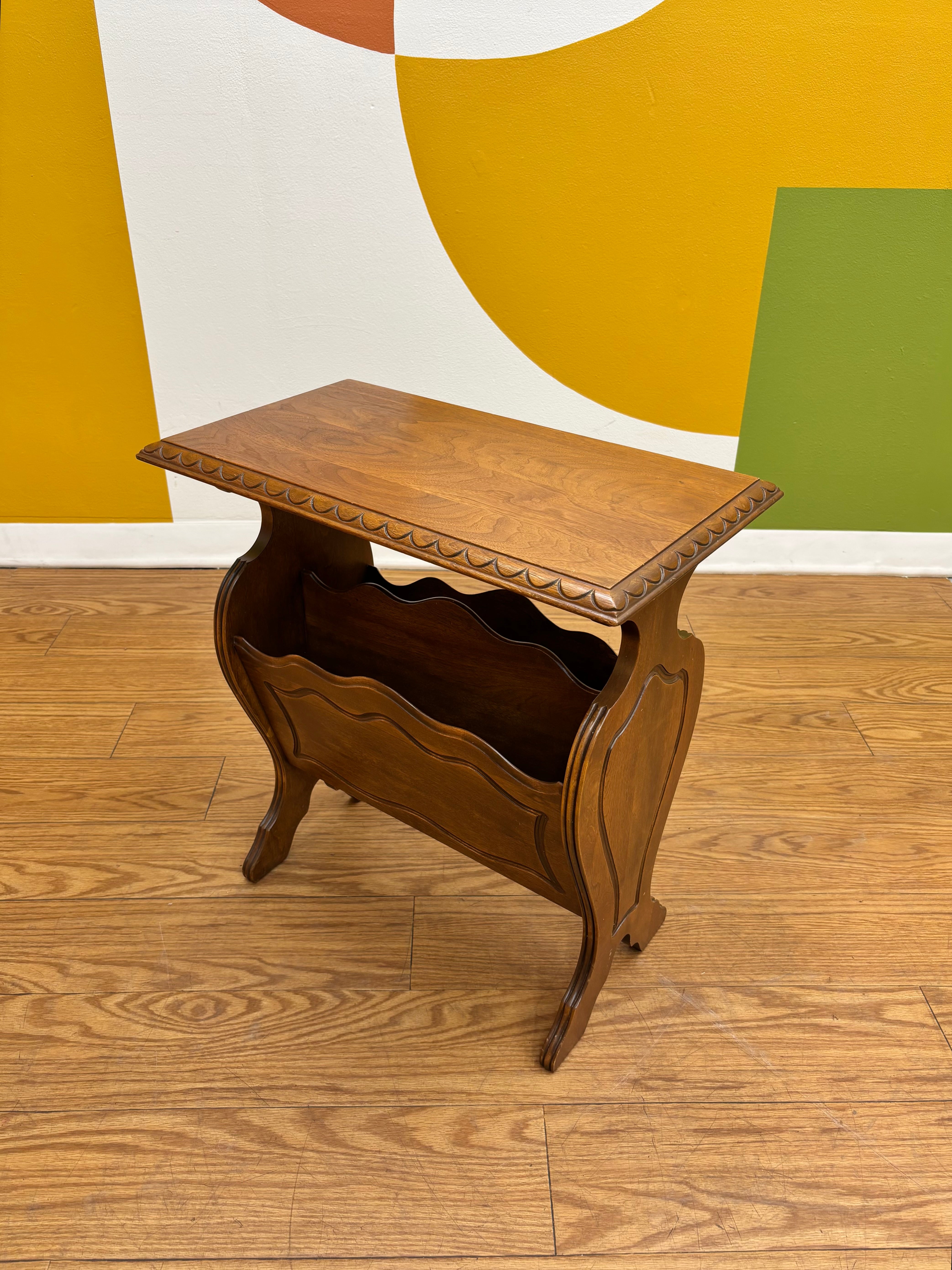 Wood Side Table with Magazine Storage