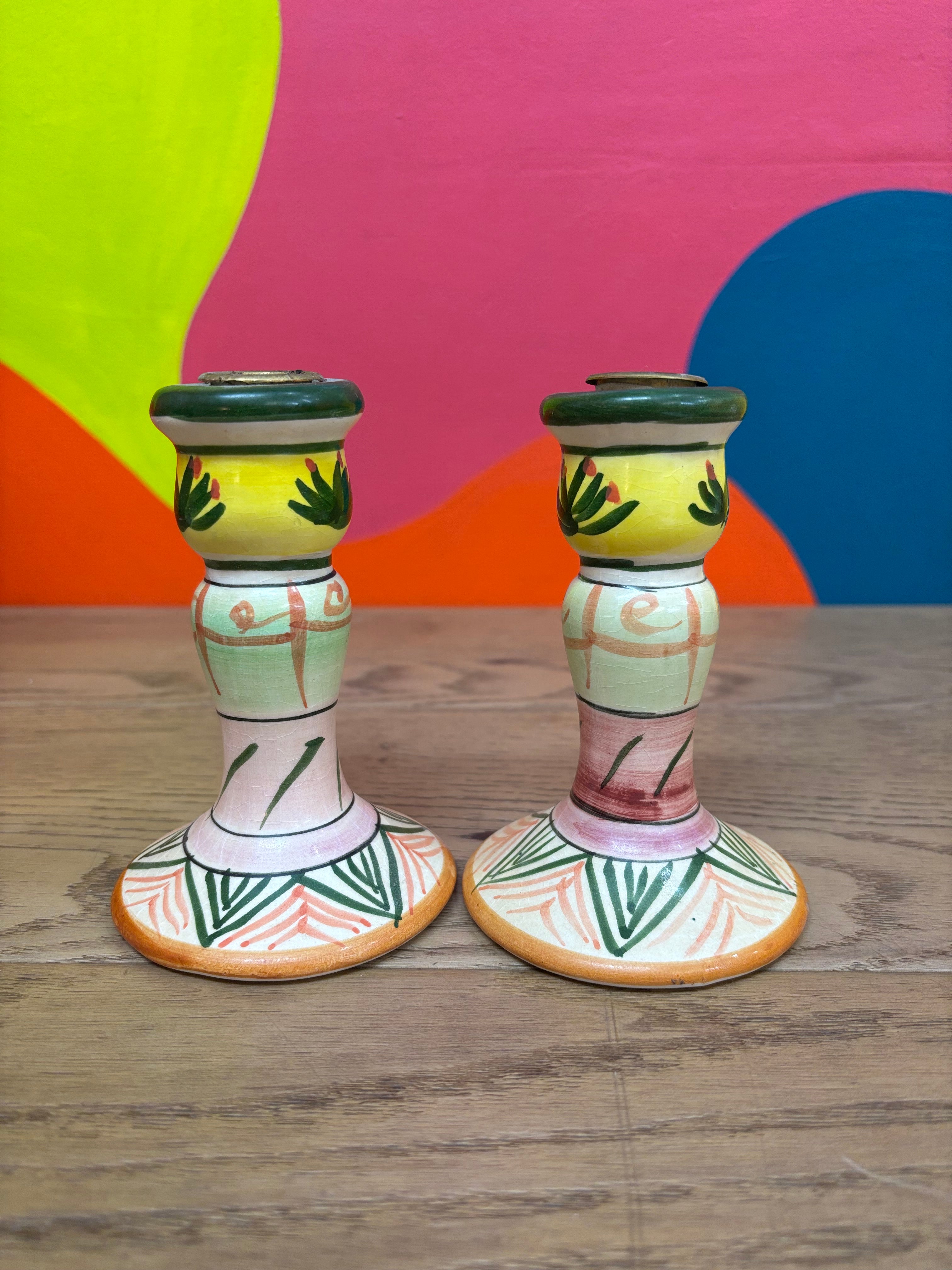 Hand Painted Candle Stick Holders