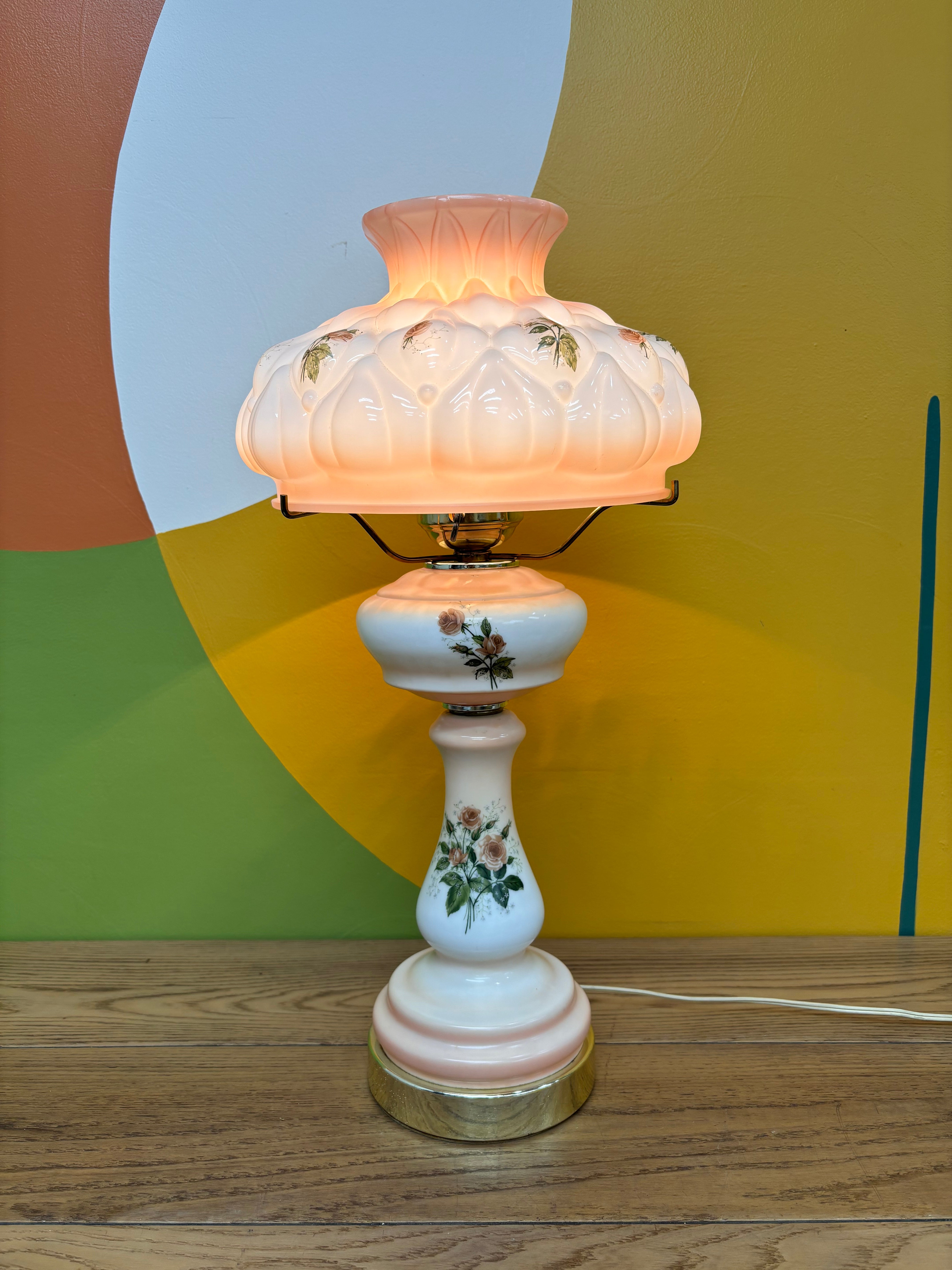 Pink "Gone with the Wind" Style Hurricane Lamp