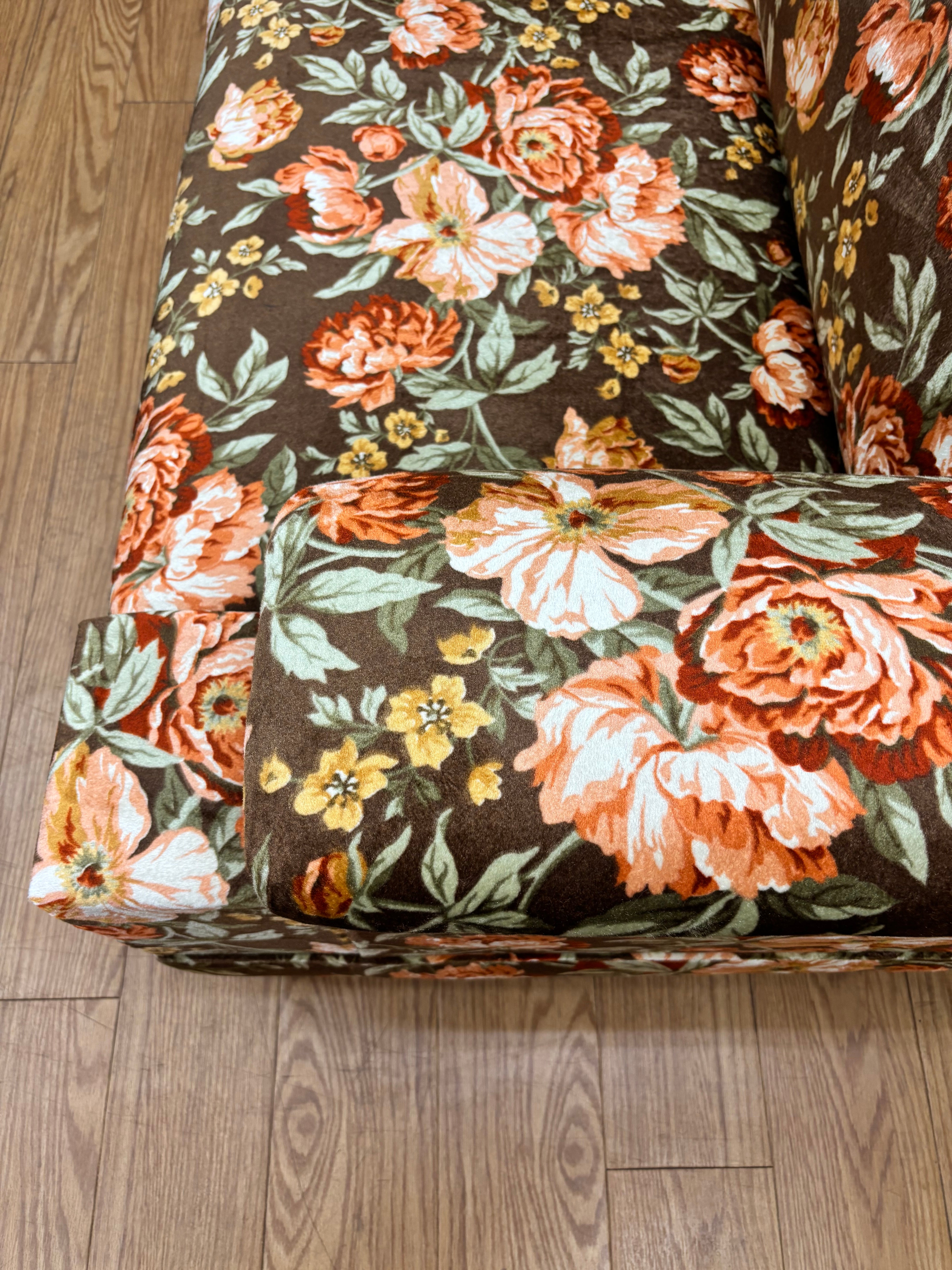 Brown Floral Sofa