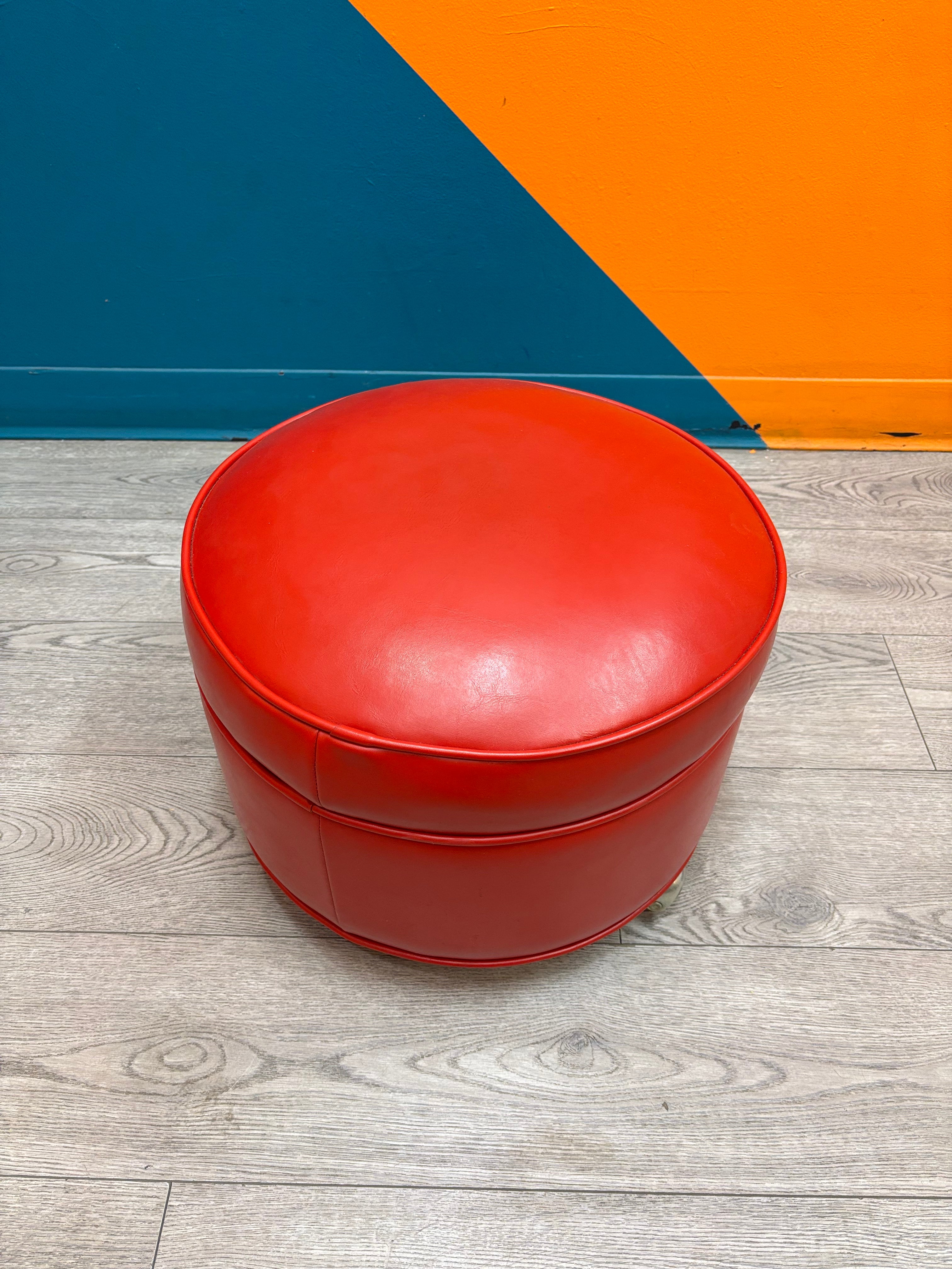 Small Red Rolling Ottoman