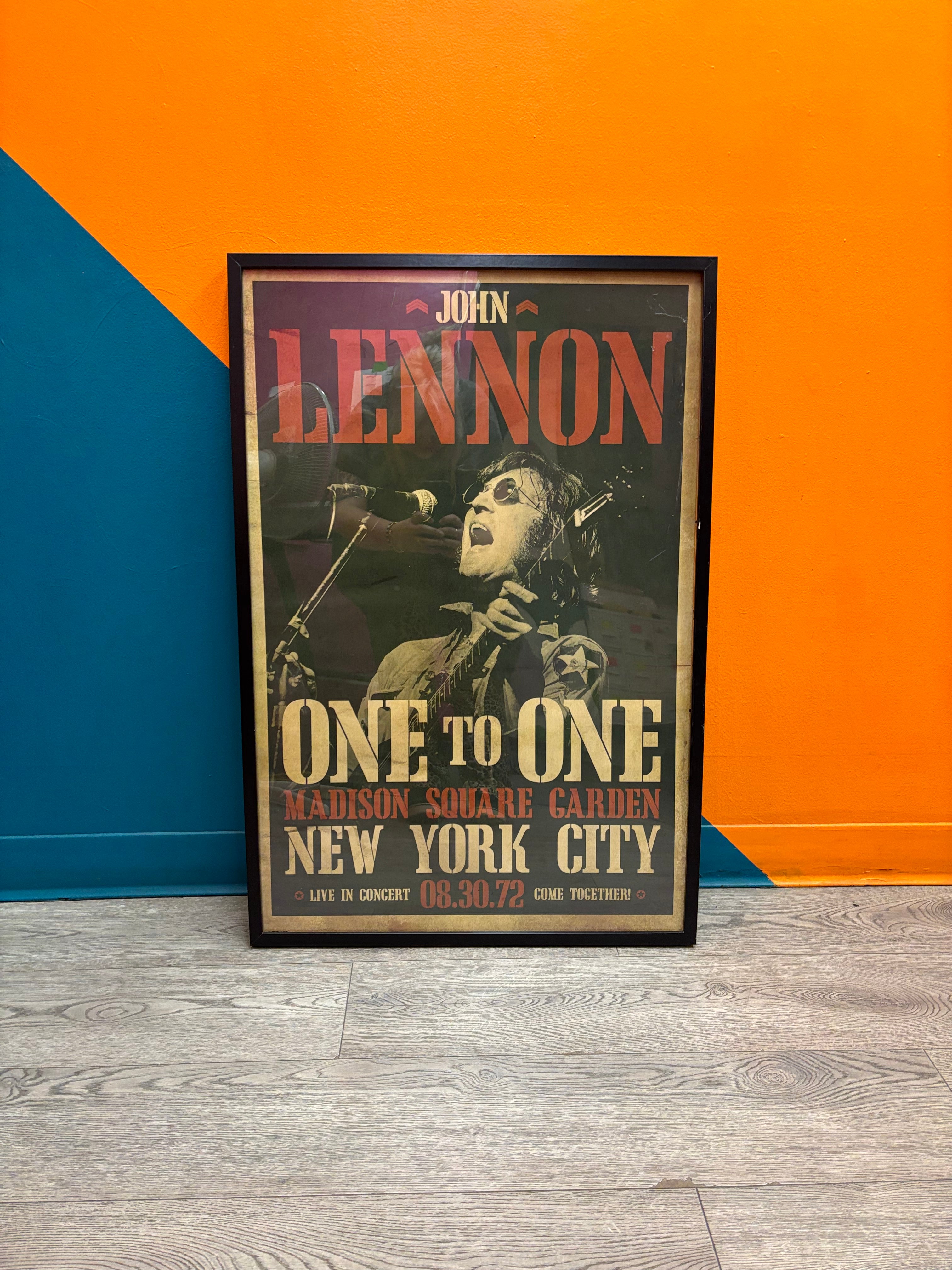 Framed John Lennon's "One to One" Concert Poster (1972)