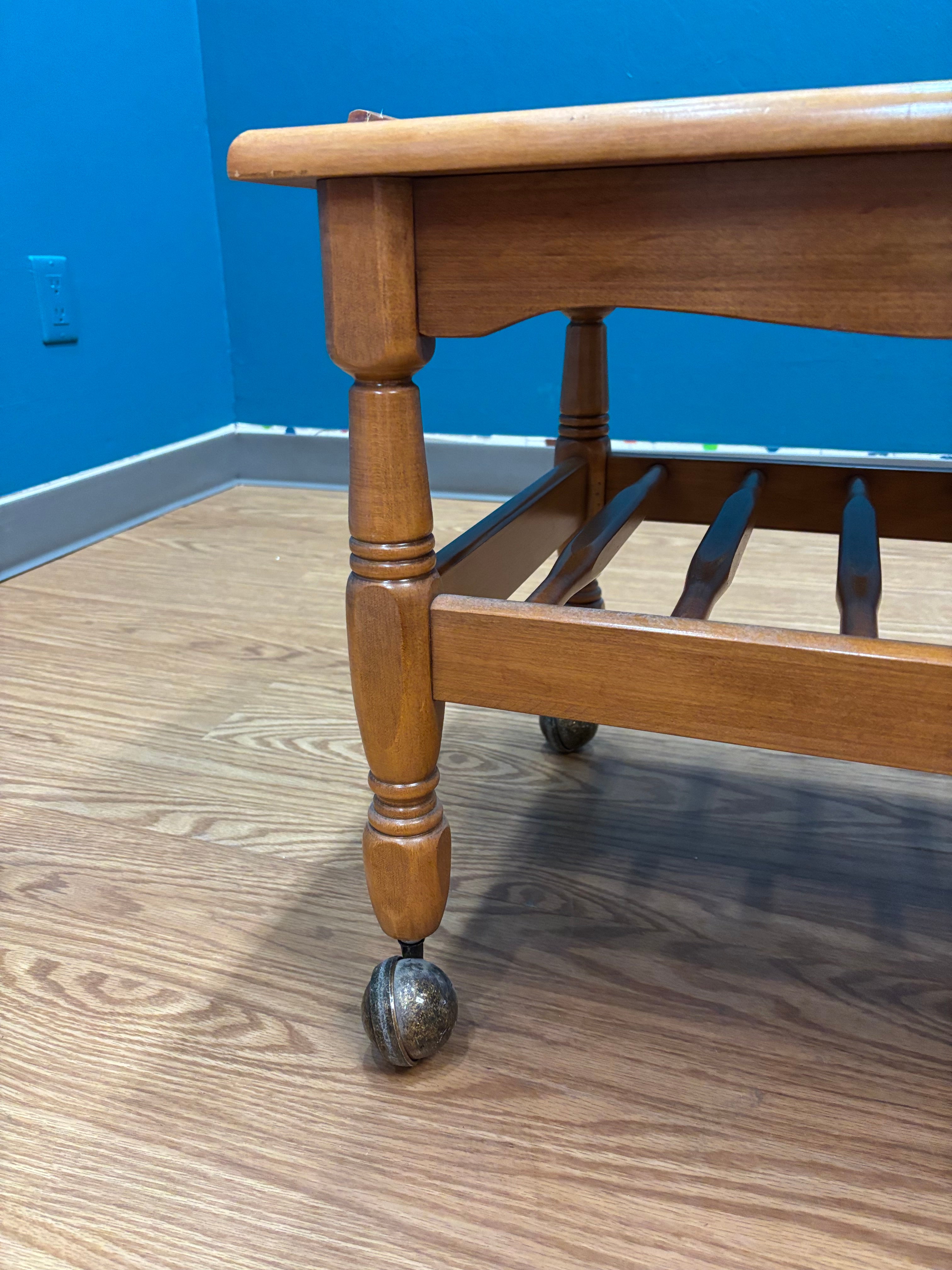 Wood Rolling End Table