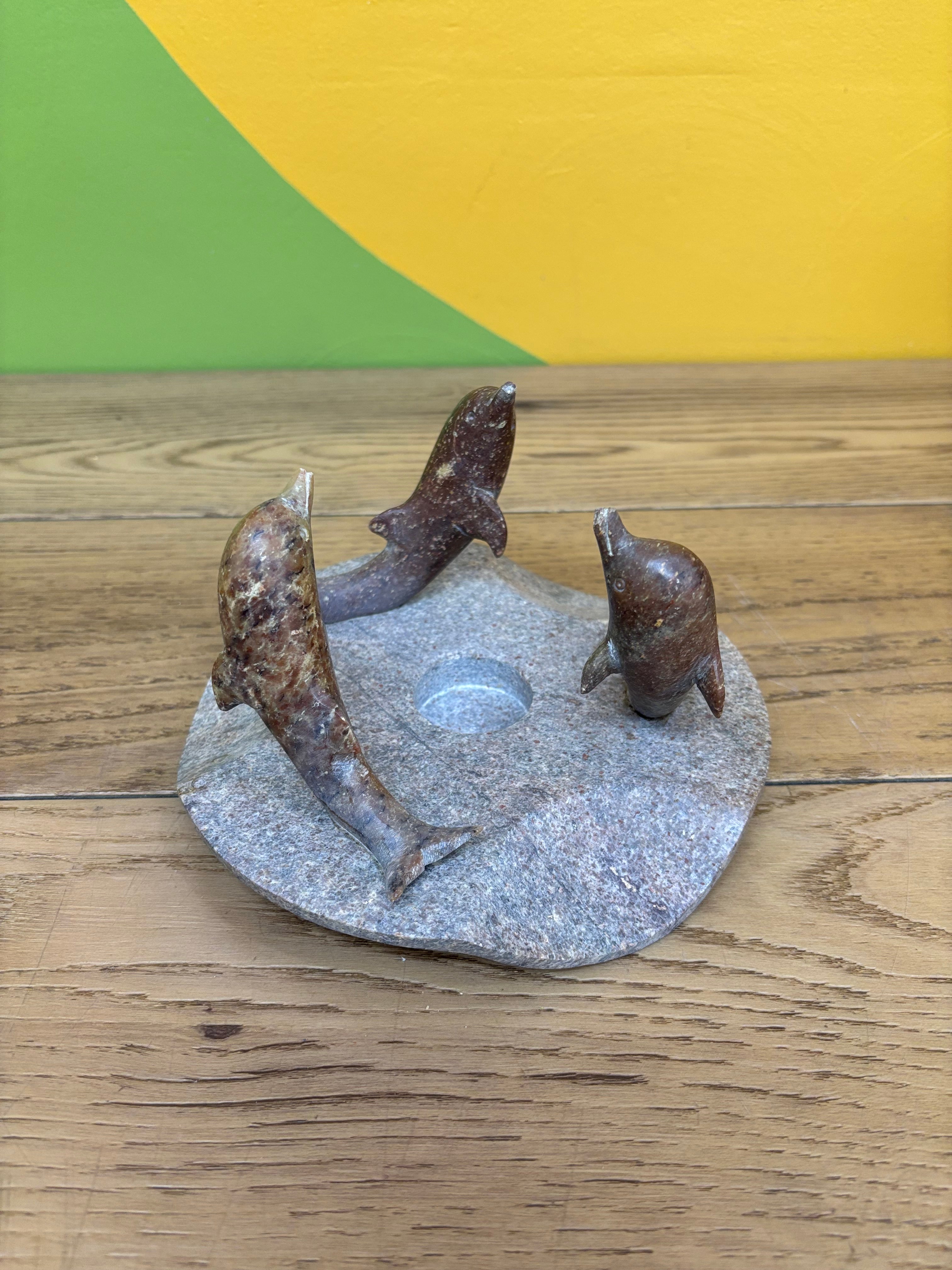Onyx Dolphin Candle Holder