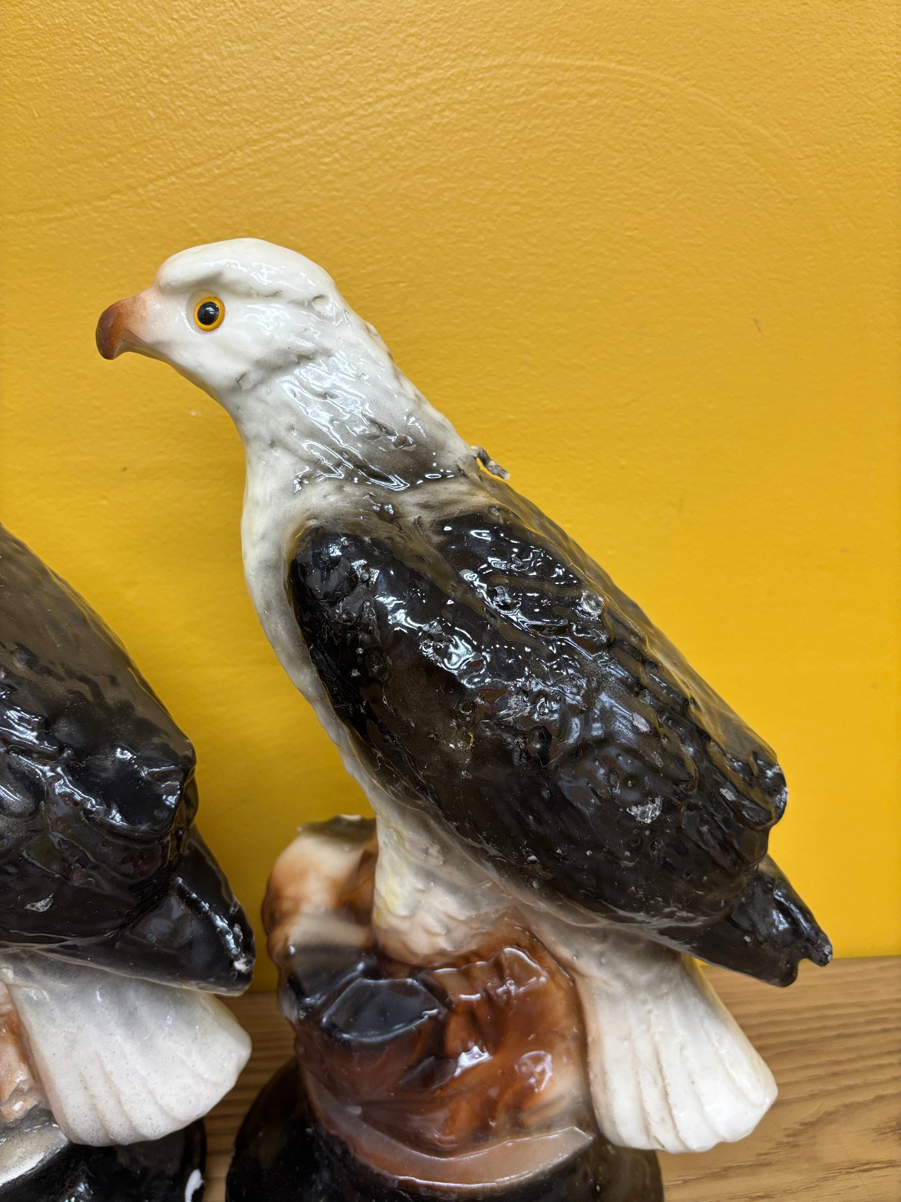 (2) Eagle Candle Sculptures