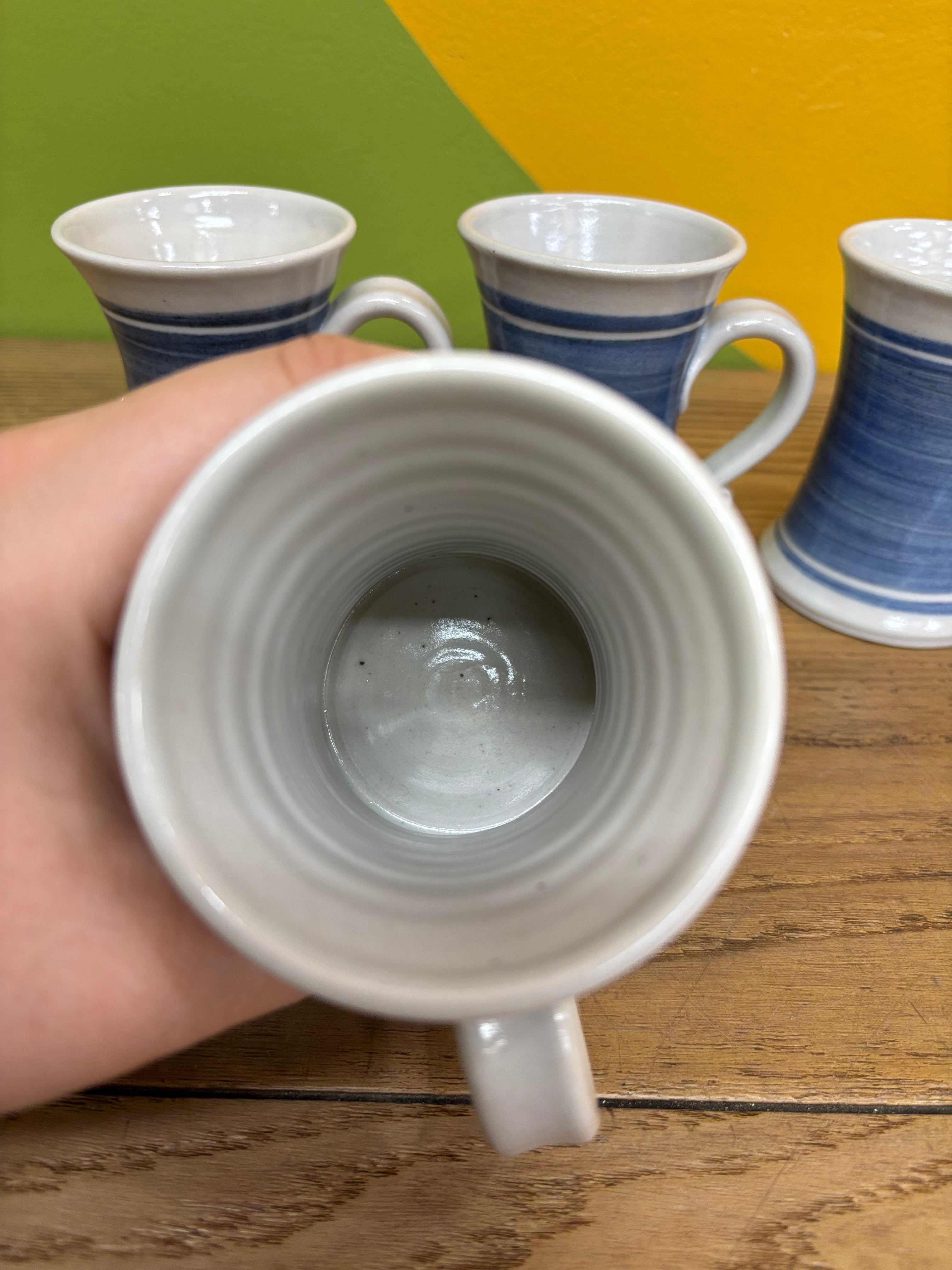 (4) Blue & White Mugs