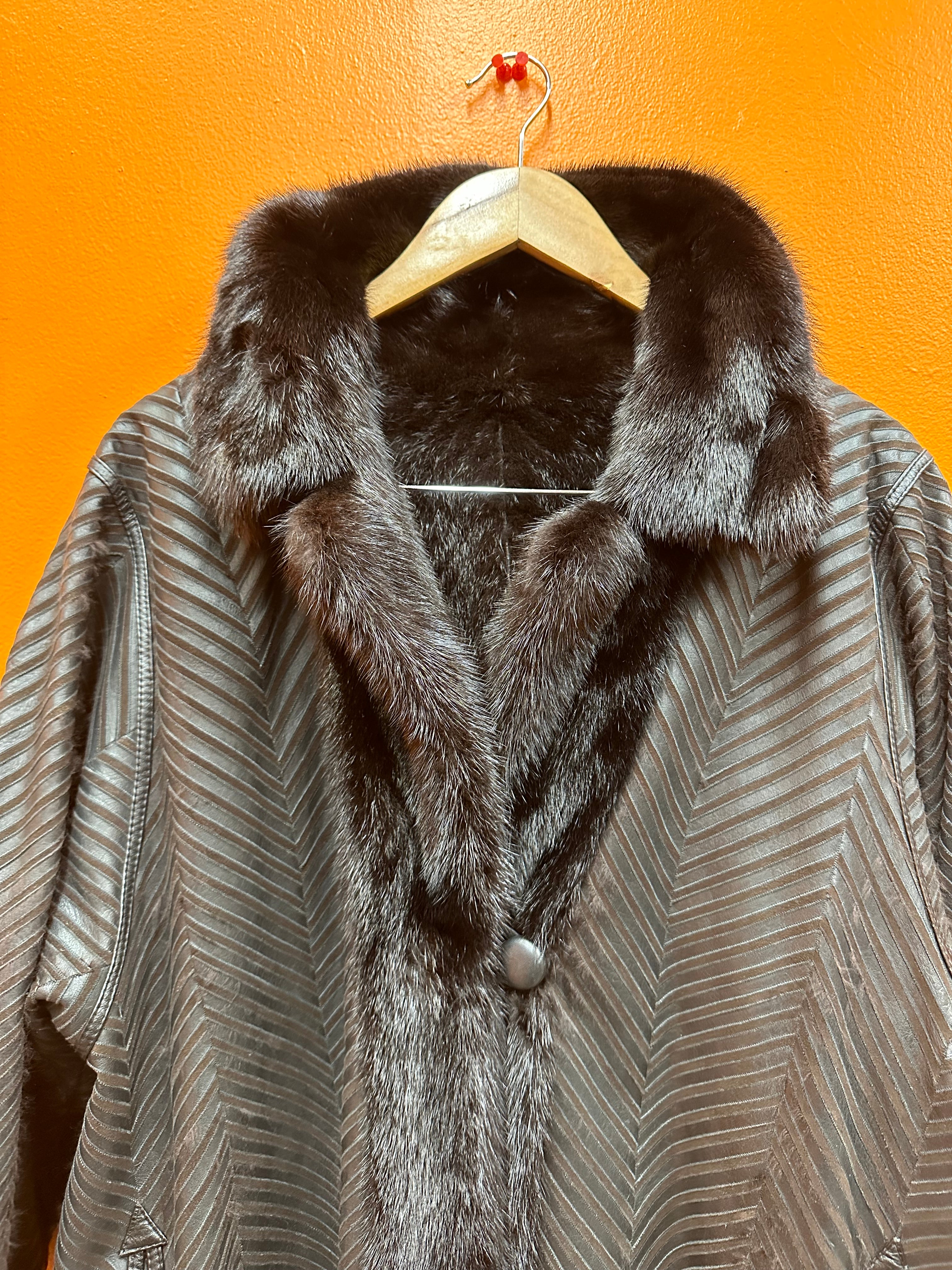 Black Reversible Custom Real Mink Fur Coat