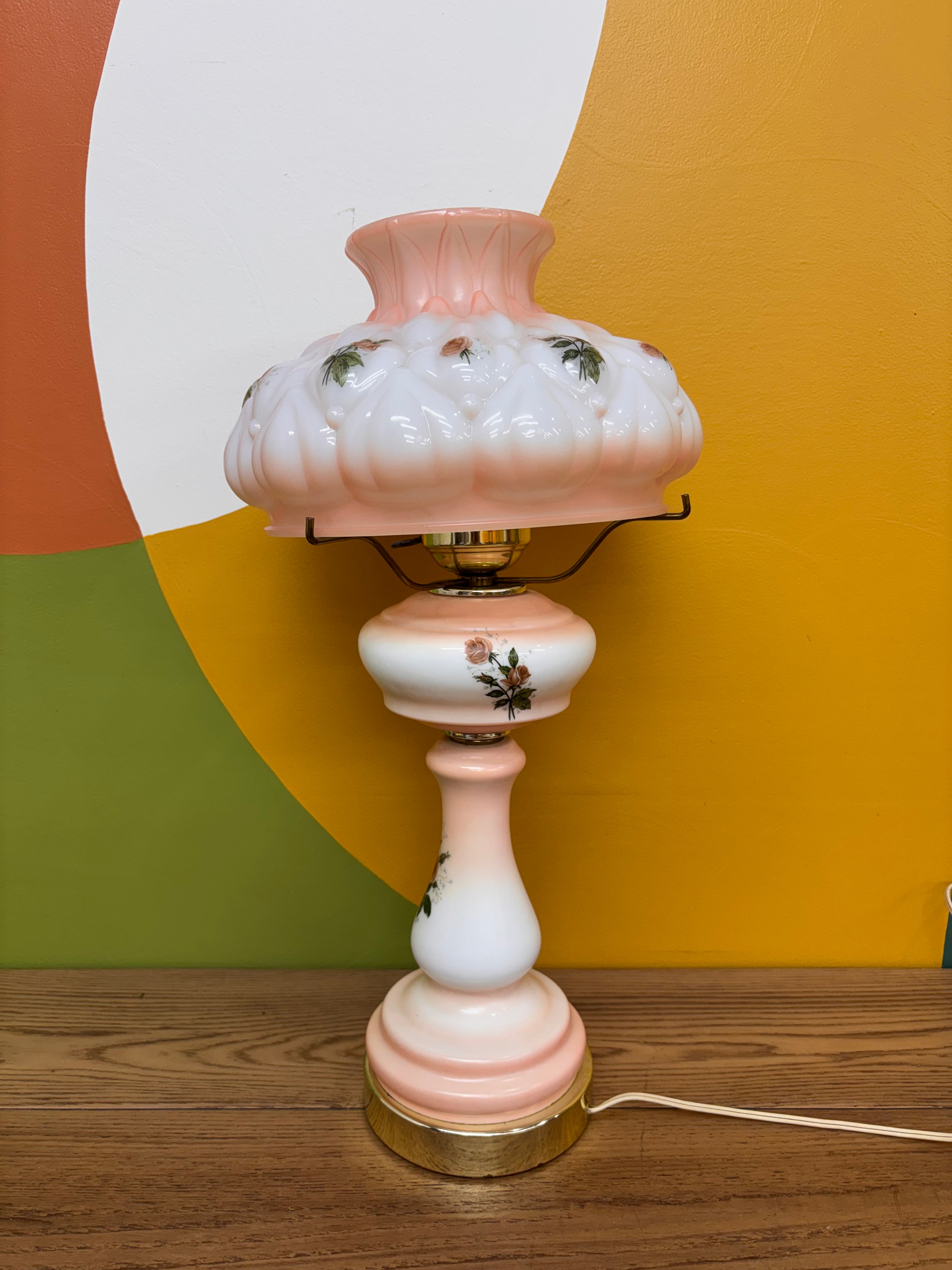 Pink "Gone with the Wind" Style Hurricane Lamp