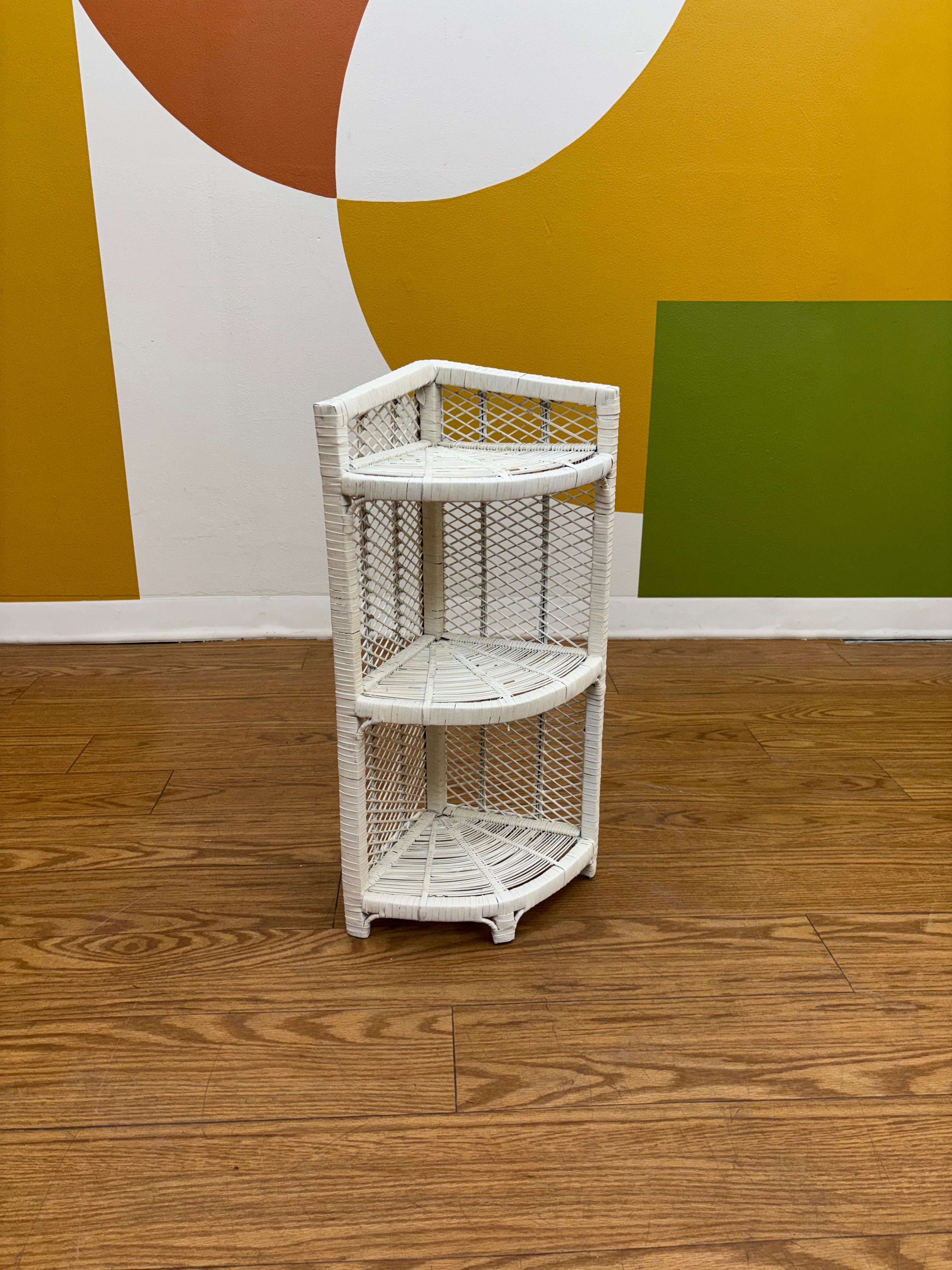 3 Tier Wicker Corner Shelf