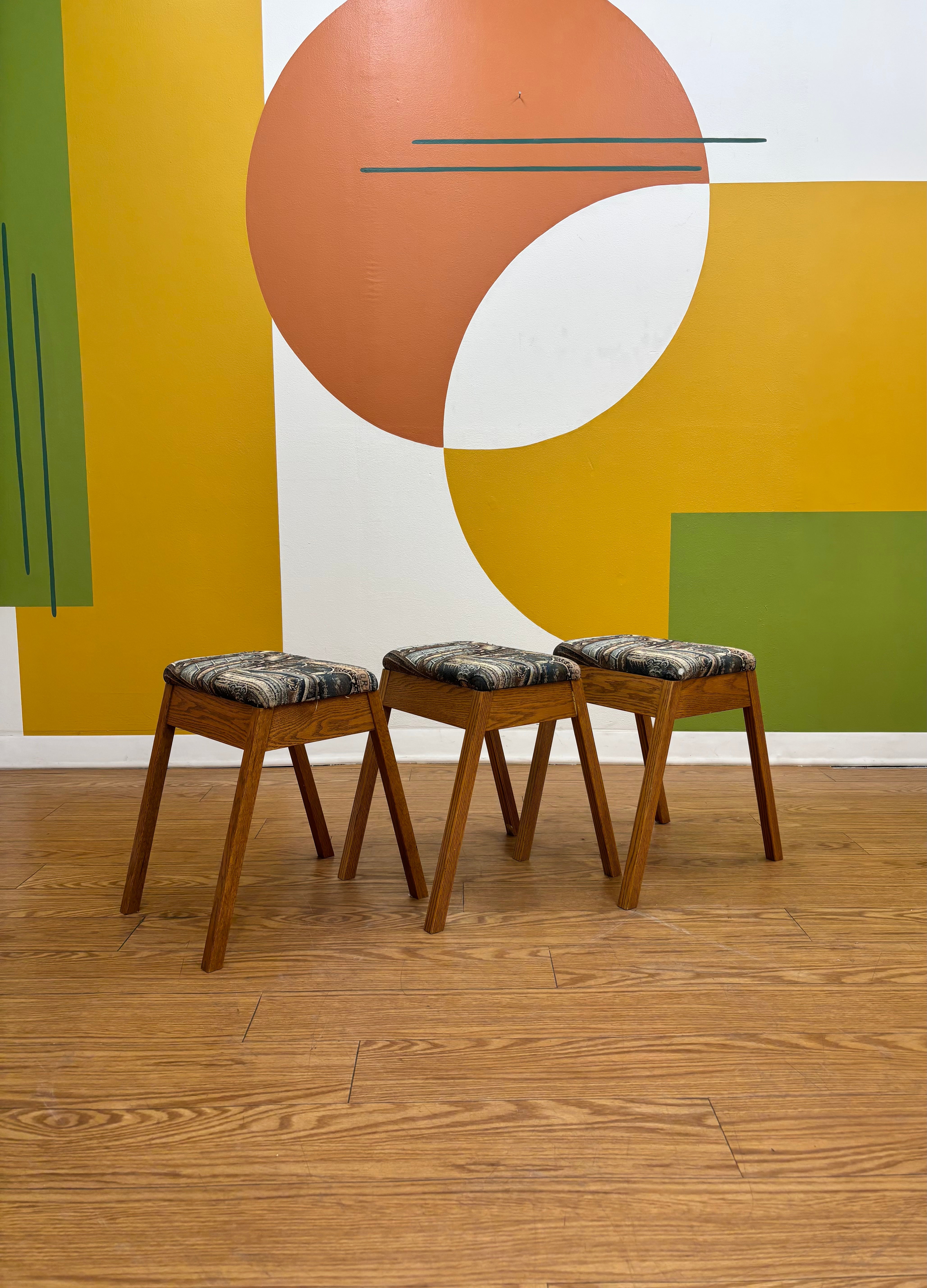 Set of 3 Low Wood Stools