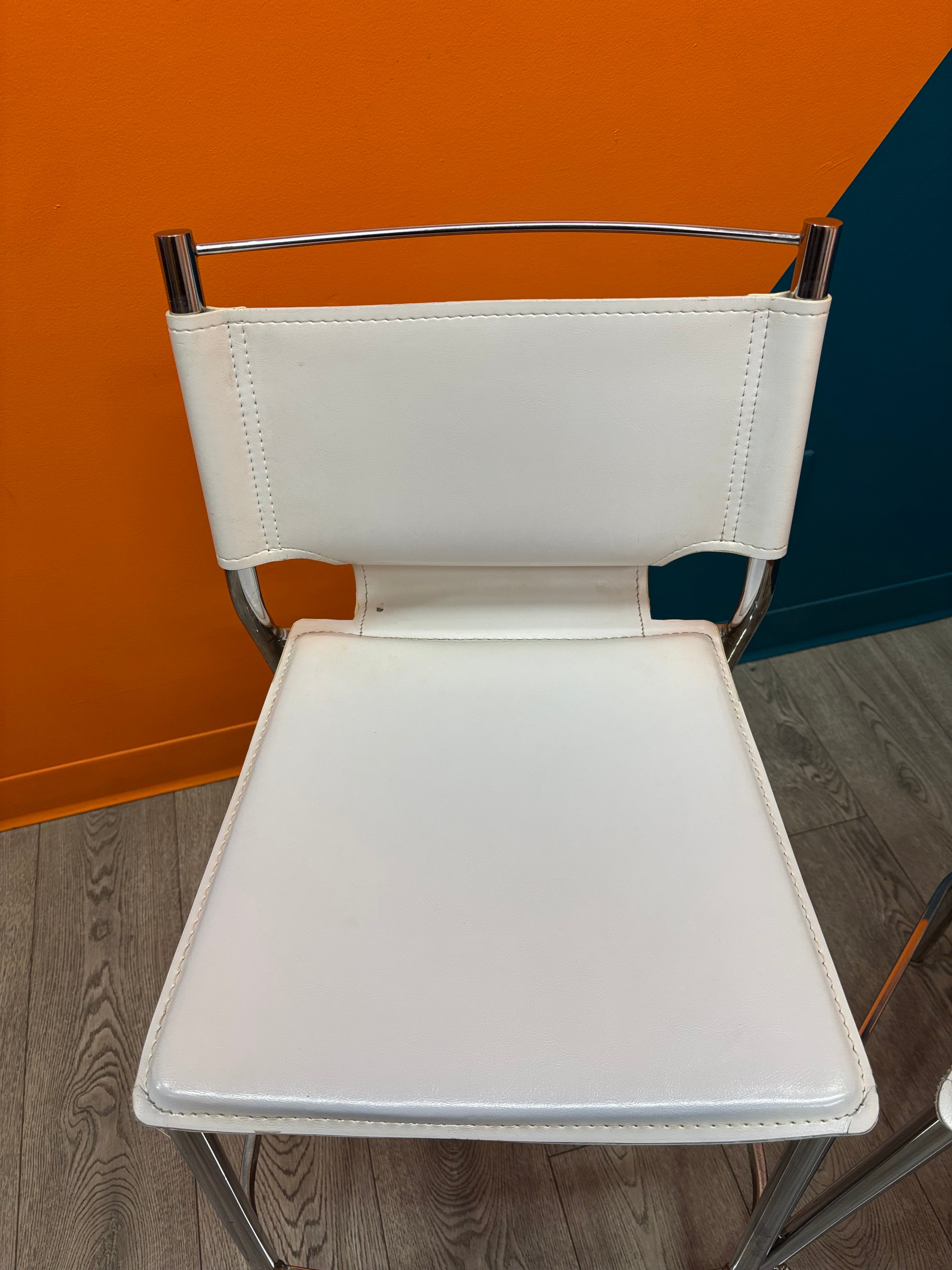 (3) White Bar Stool Chairs