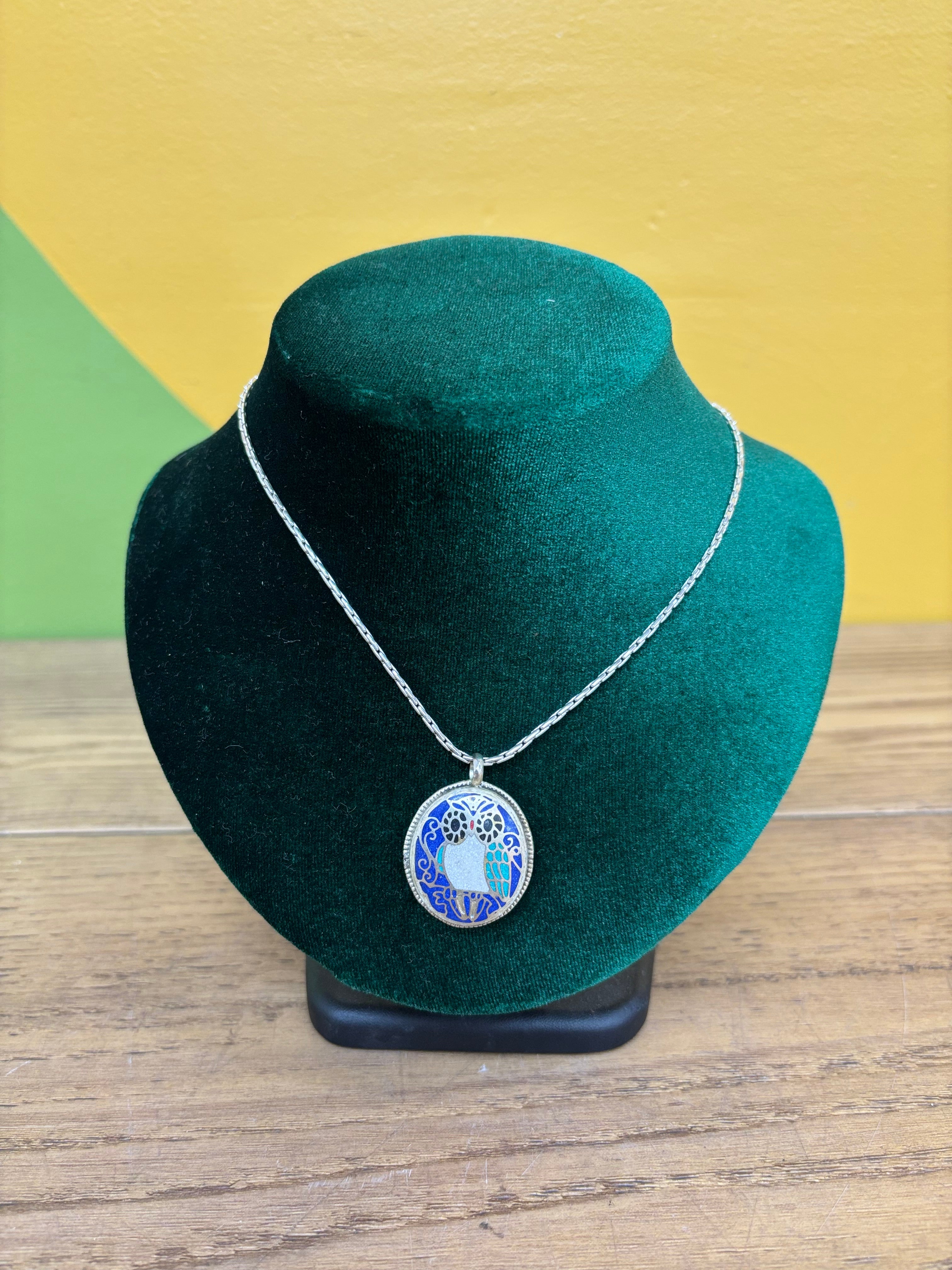 Enamel Owl Necklace