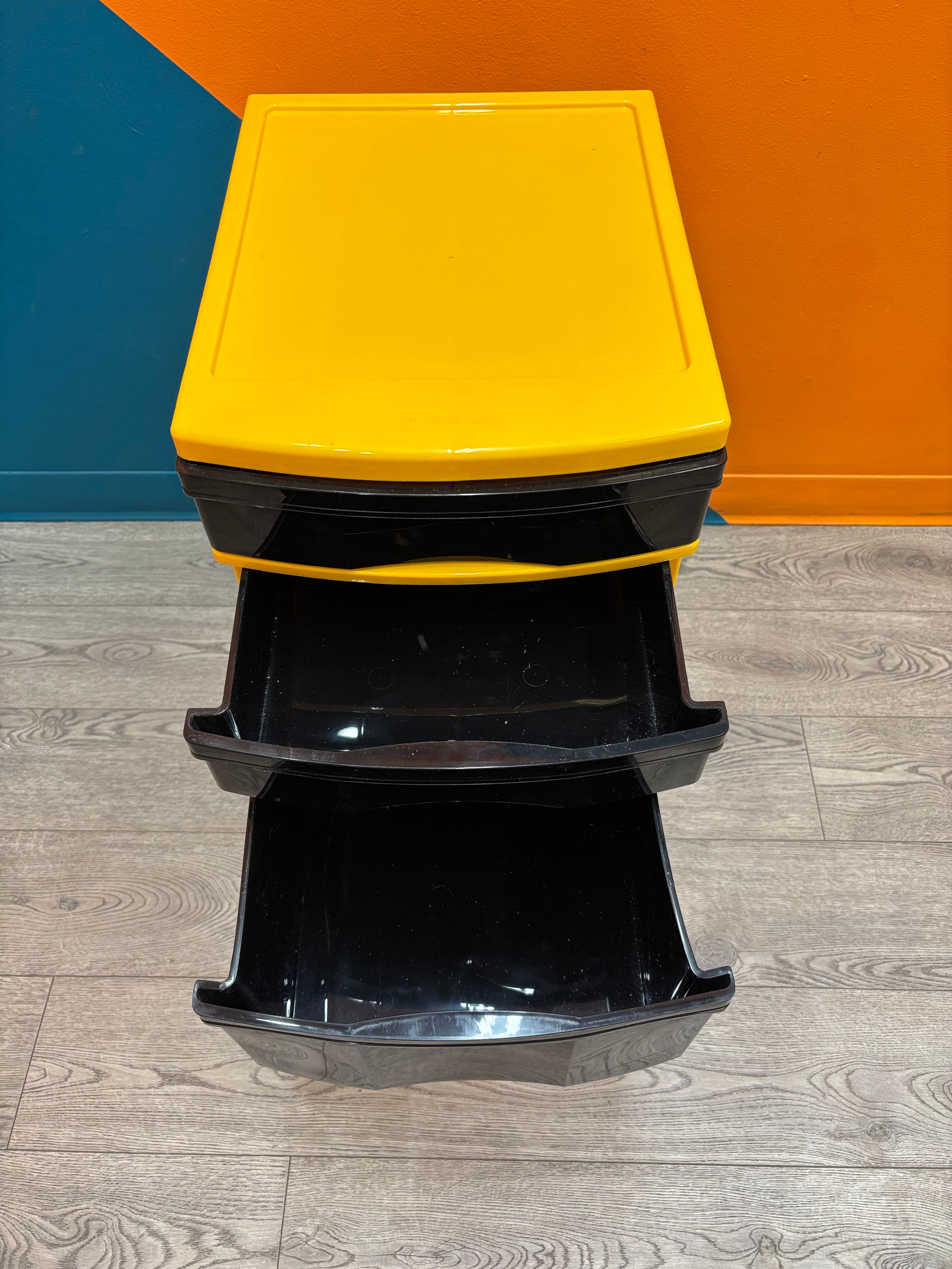 Black & Yellow Plastic Drawers
