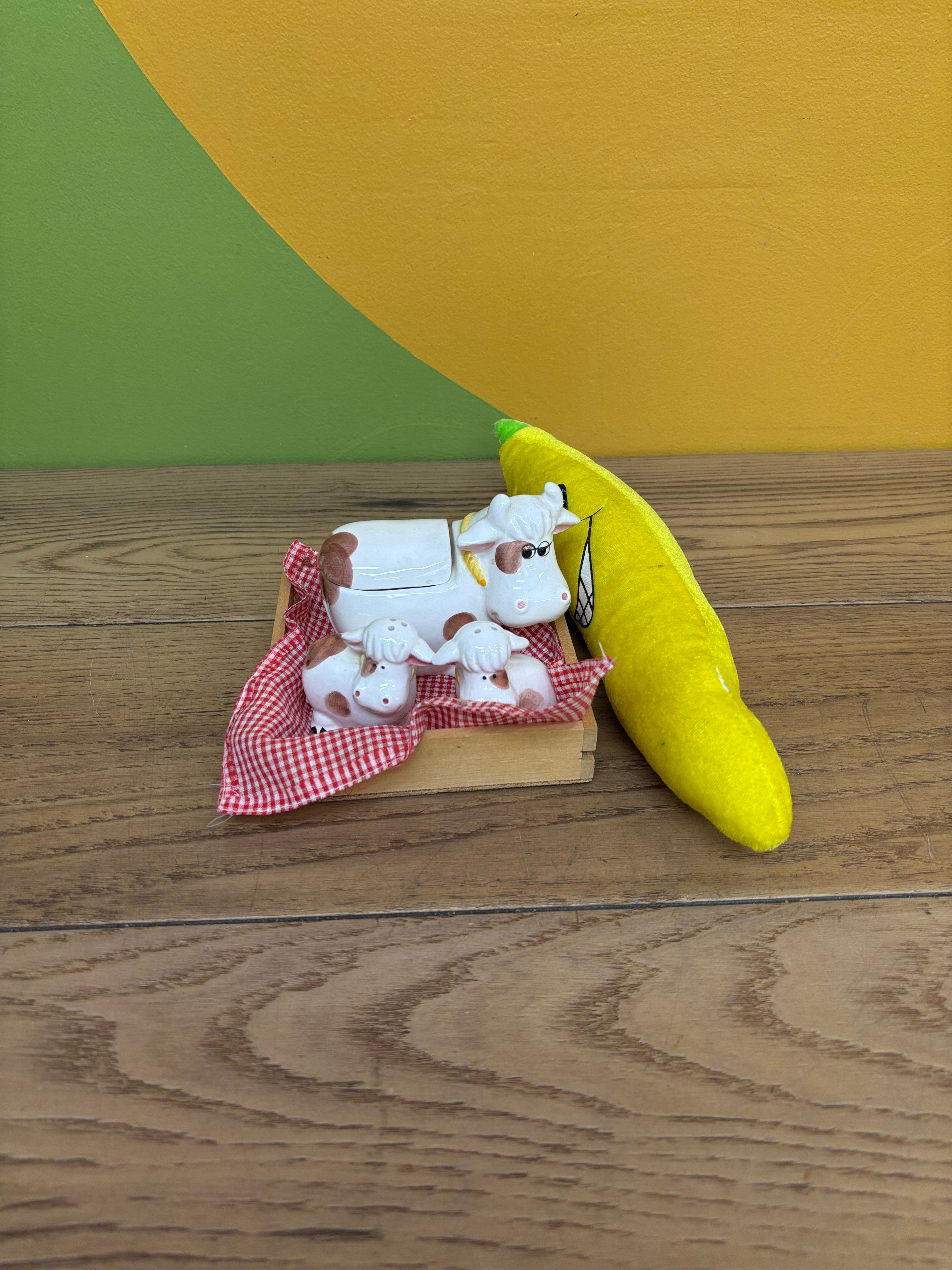 Ceramic Cow Sugar Jar & Shakers Set