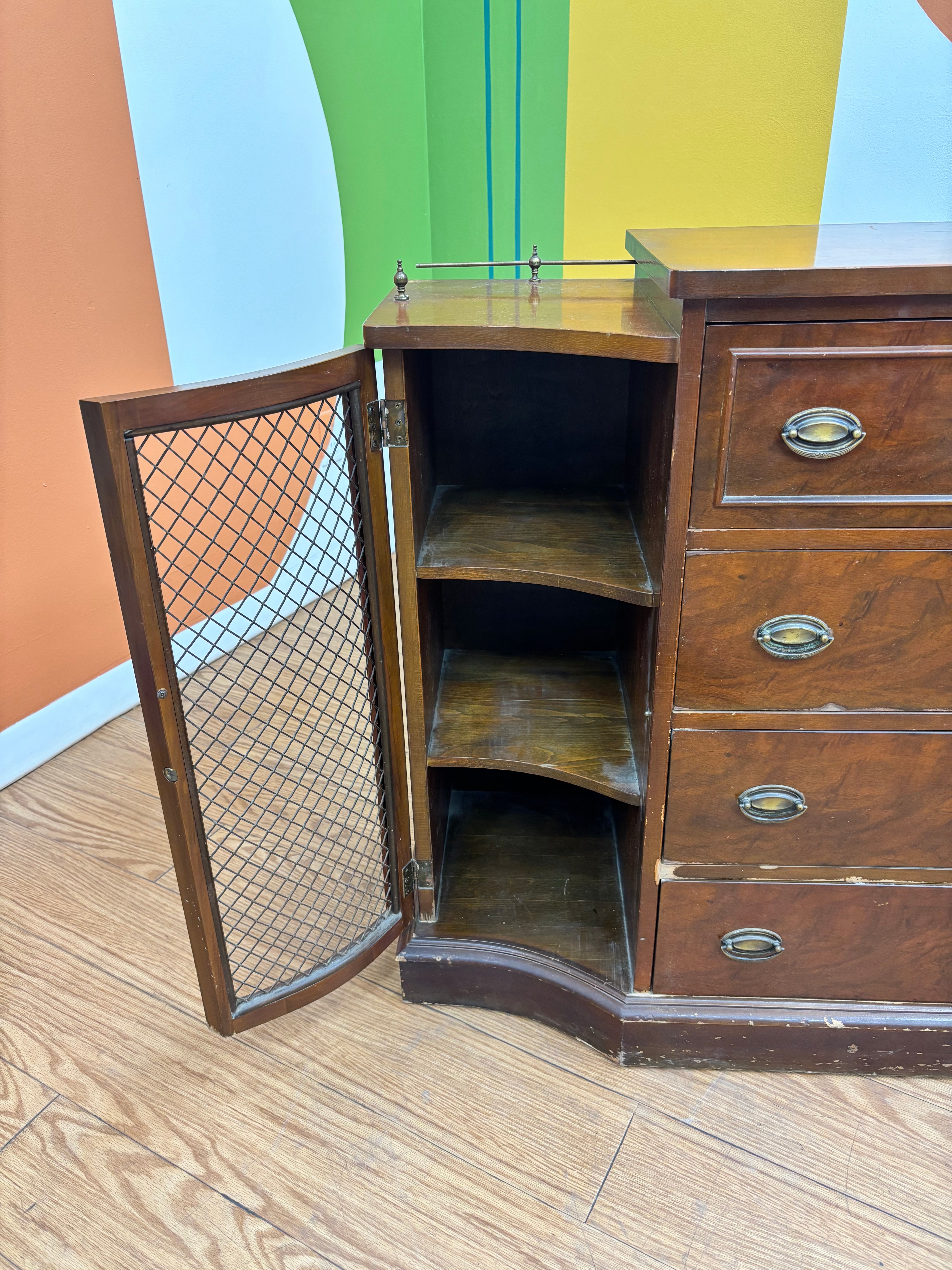 Wood Cabinet with Drop Down Drawer