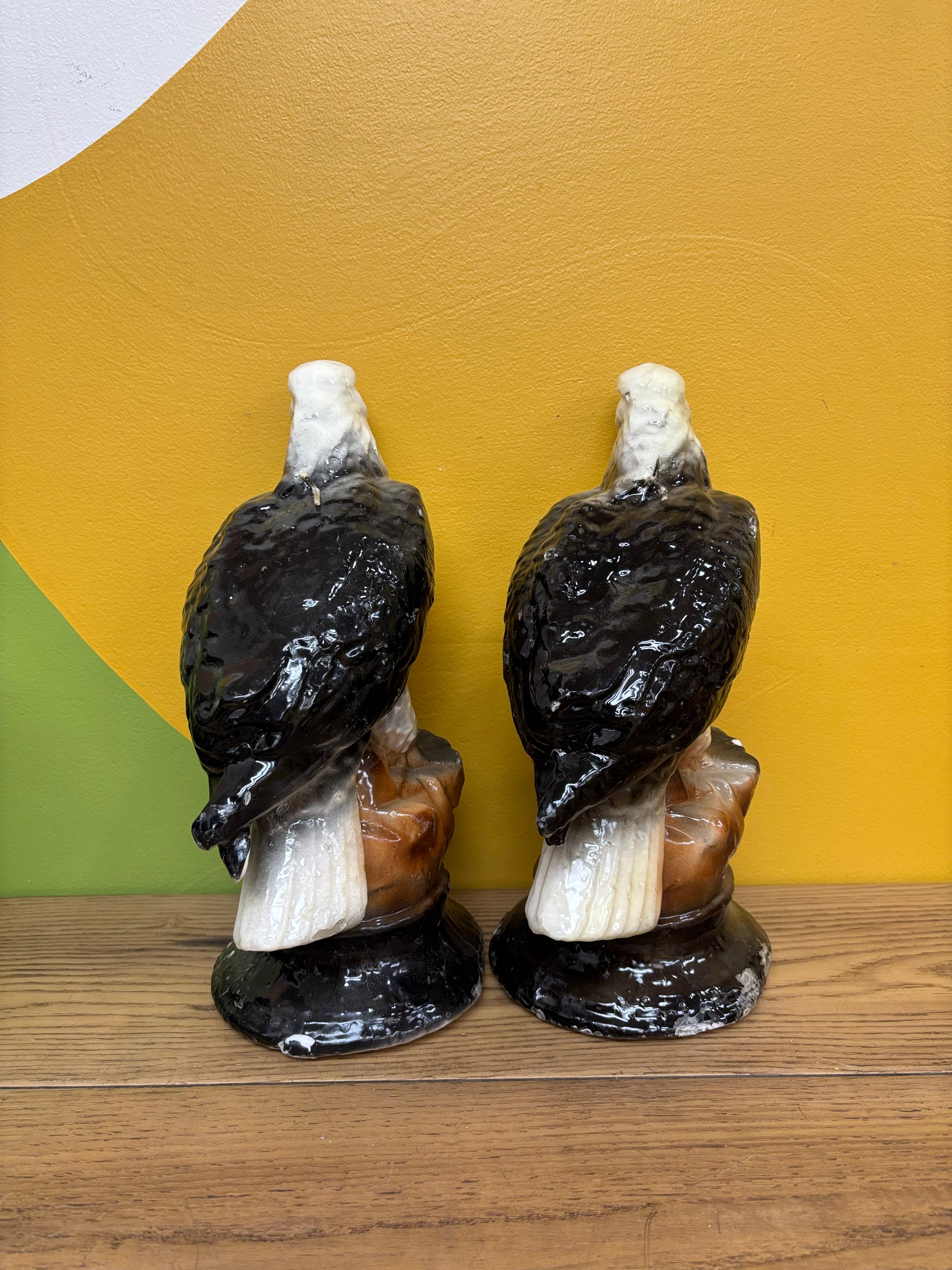 (2) Eagle Candle Sculptures