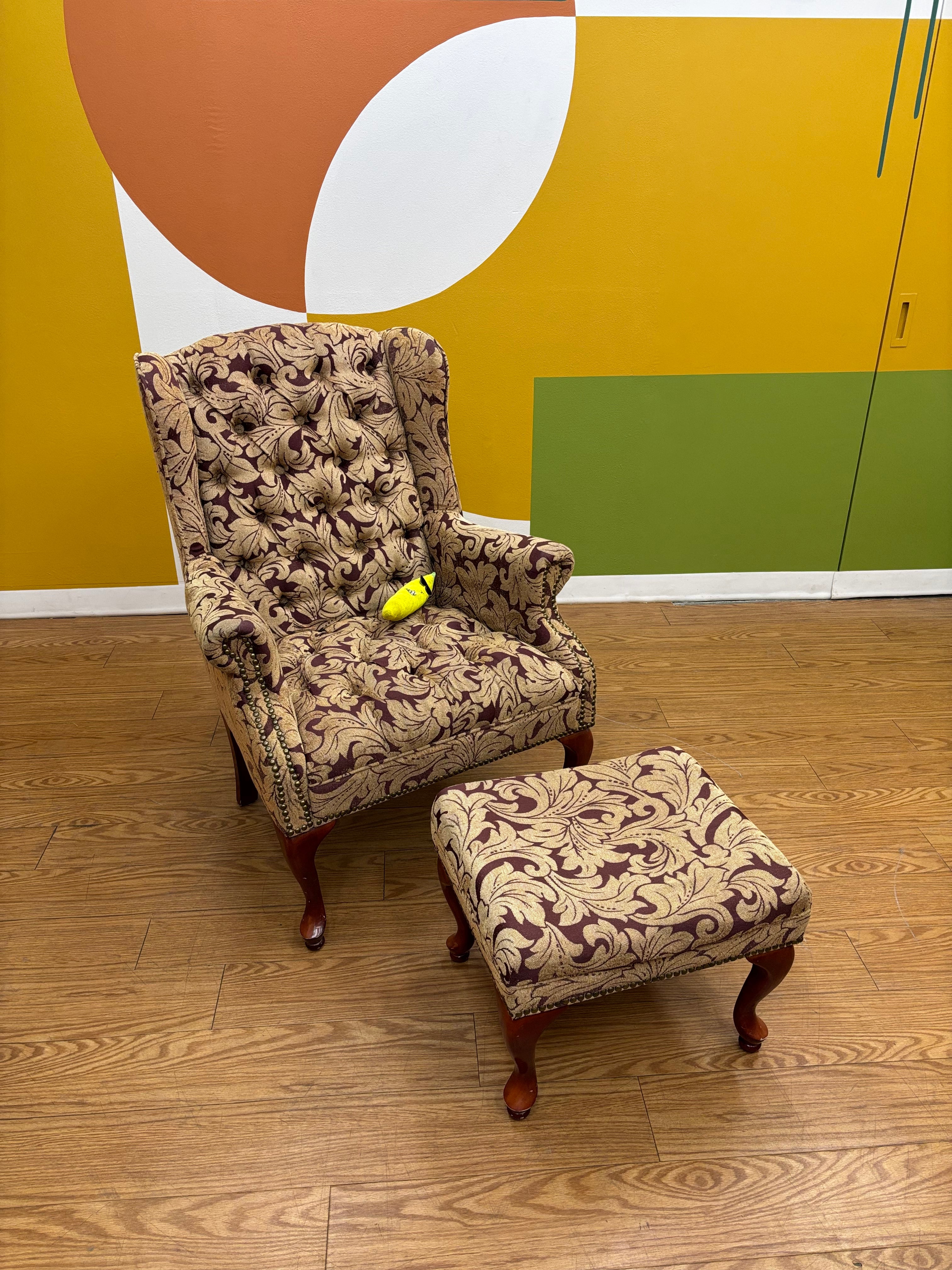 Patterned Armchair & Ottoman