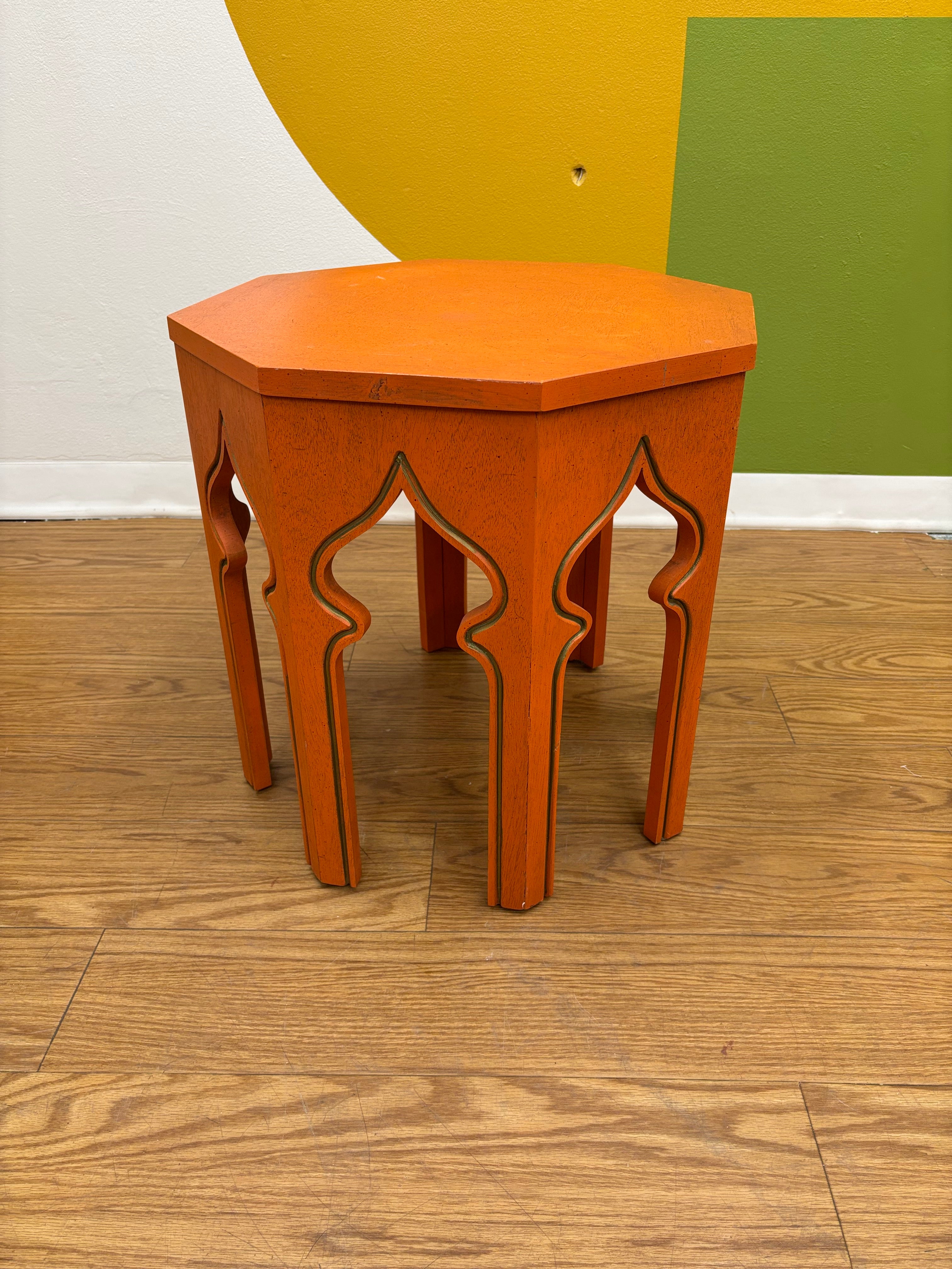 Orange Wood Side Table