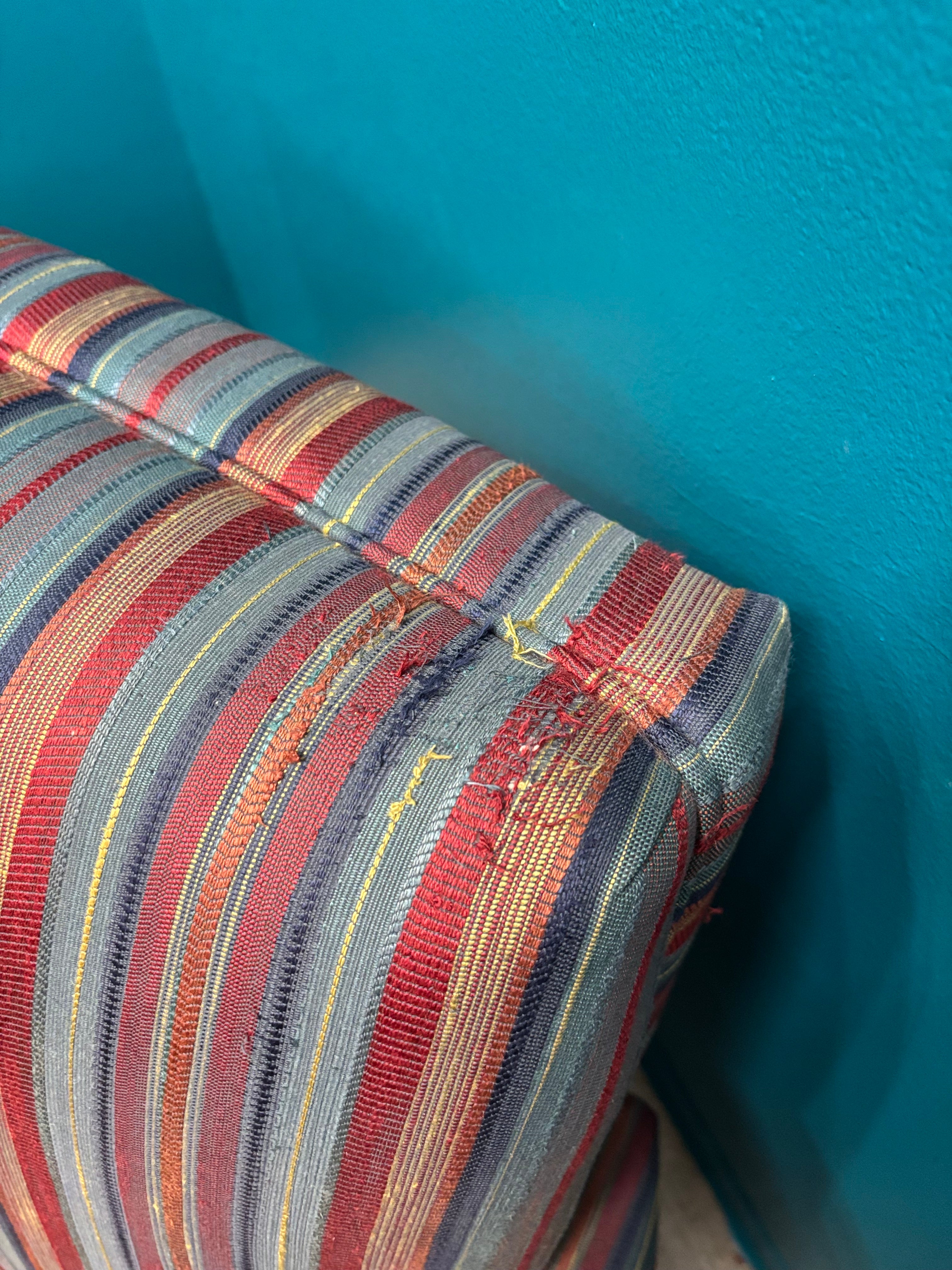 Striped Armchair with Ottoman