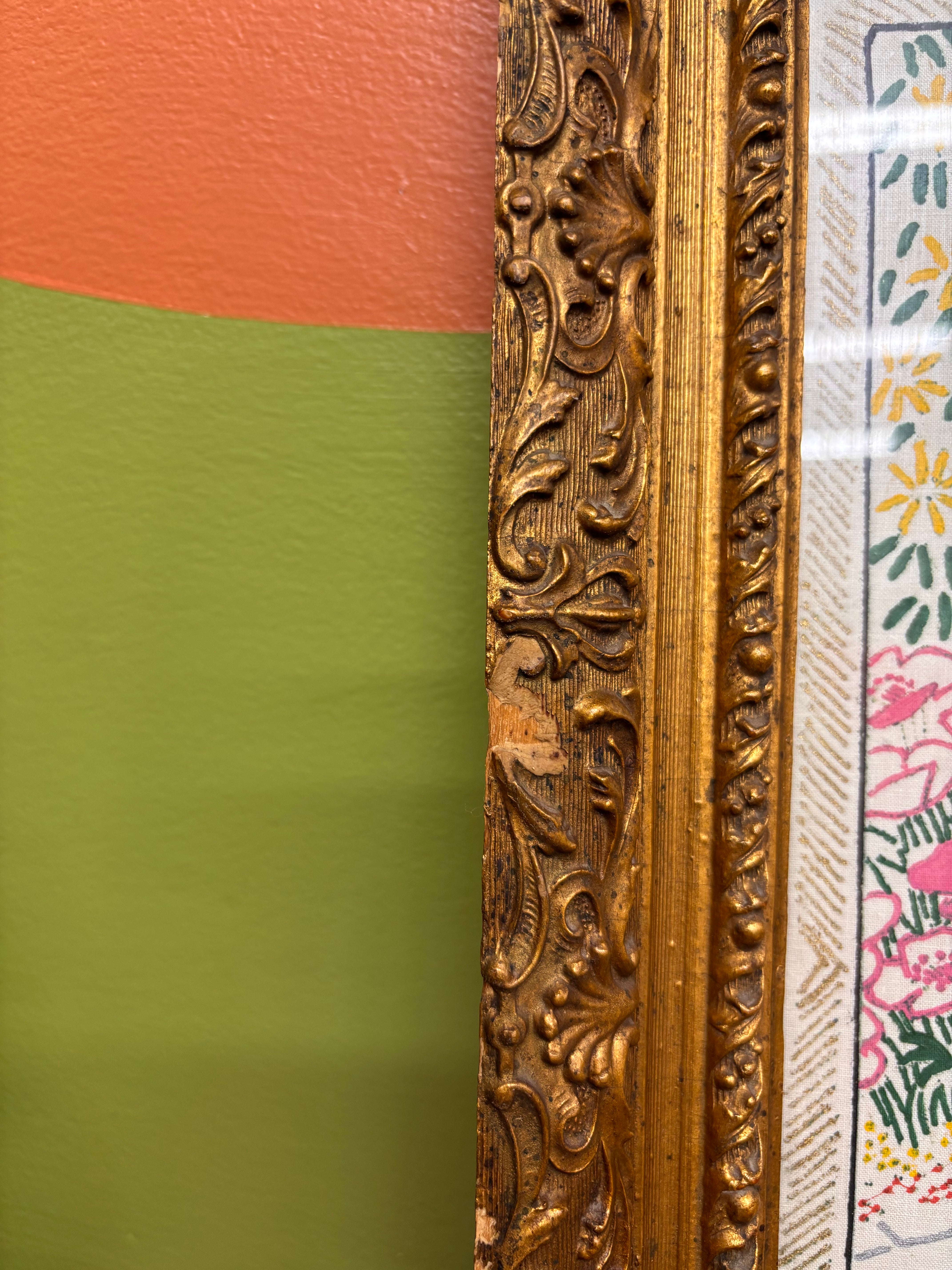 Gold Framed Embroidered Peacock Art