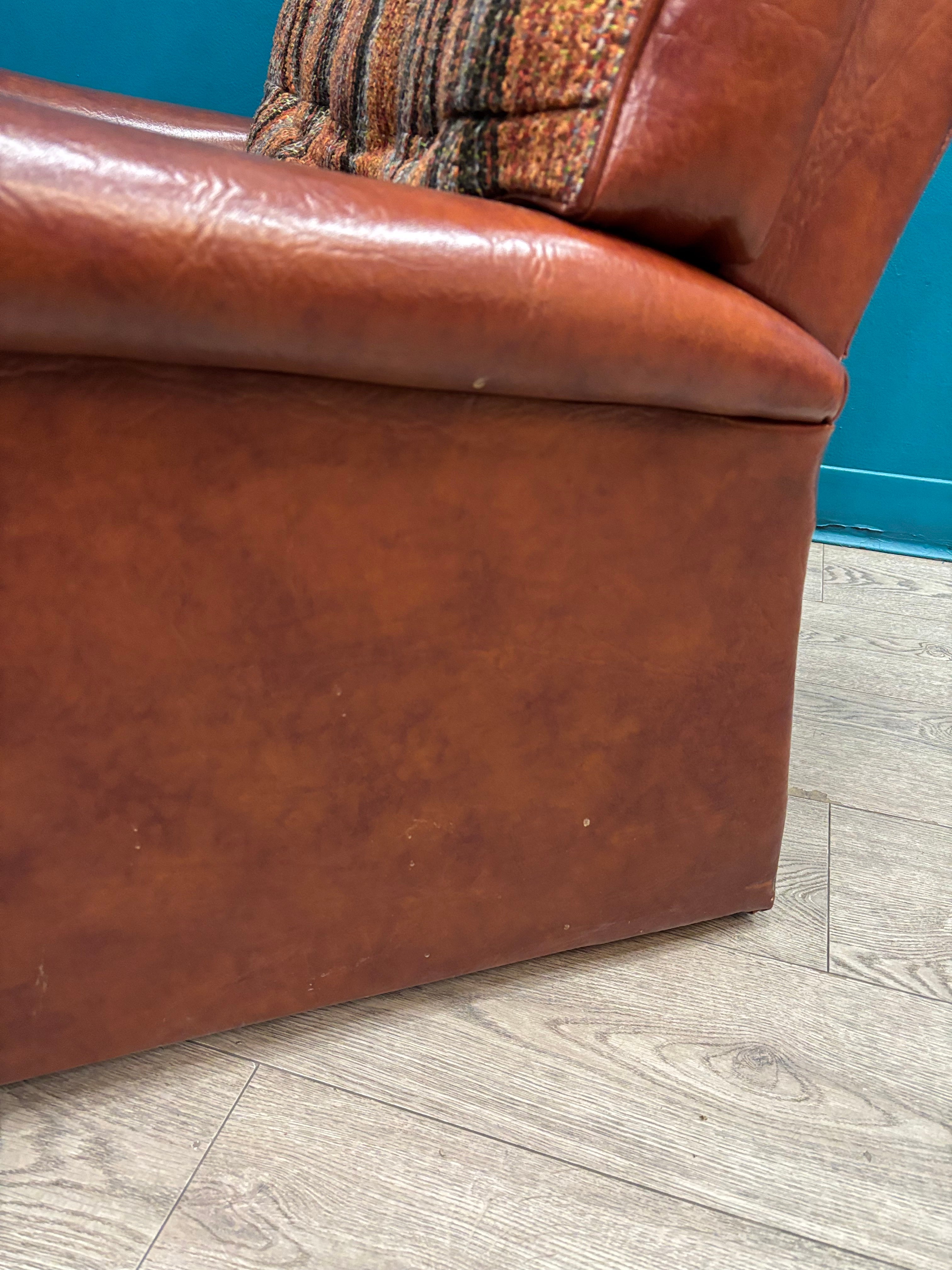 Plaid & Brown Pleather Recliner