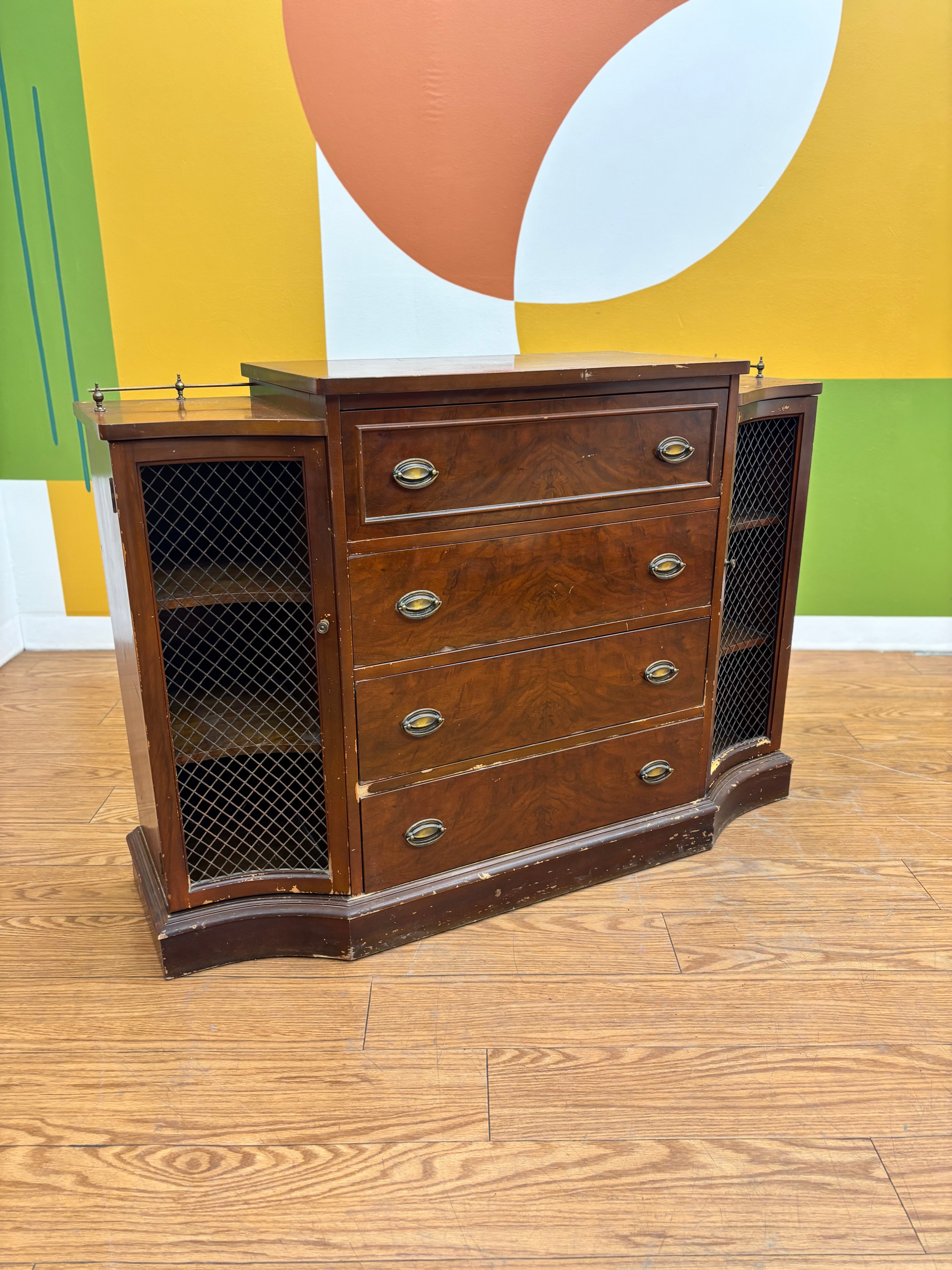 Wood Cabinet with Drop Down Drawer