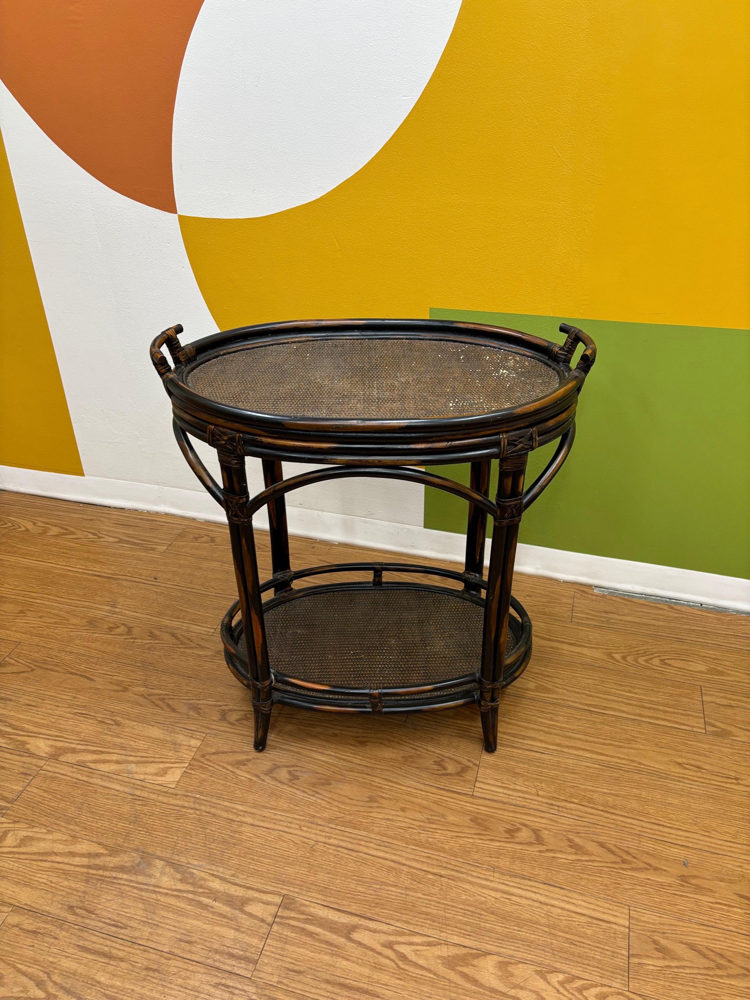 Rattan Two Tier Tray Table