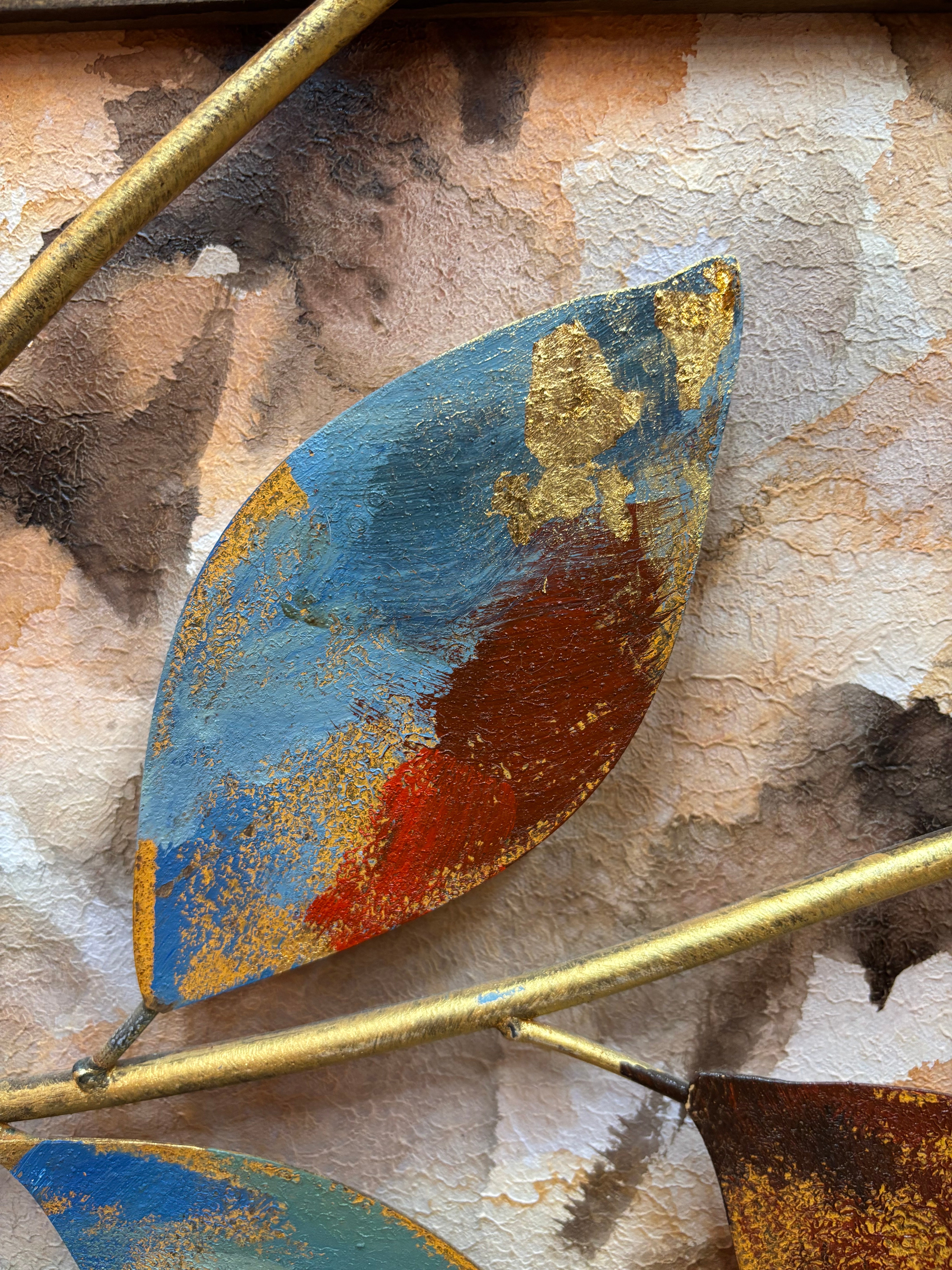 Colorful Metal Leaf Canvas