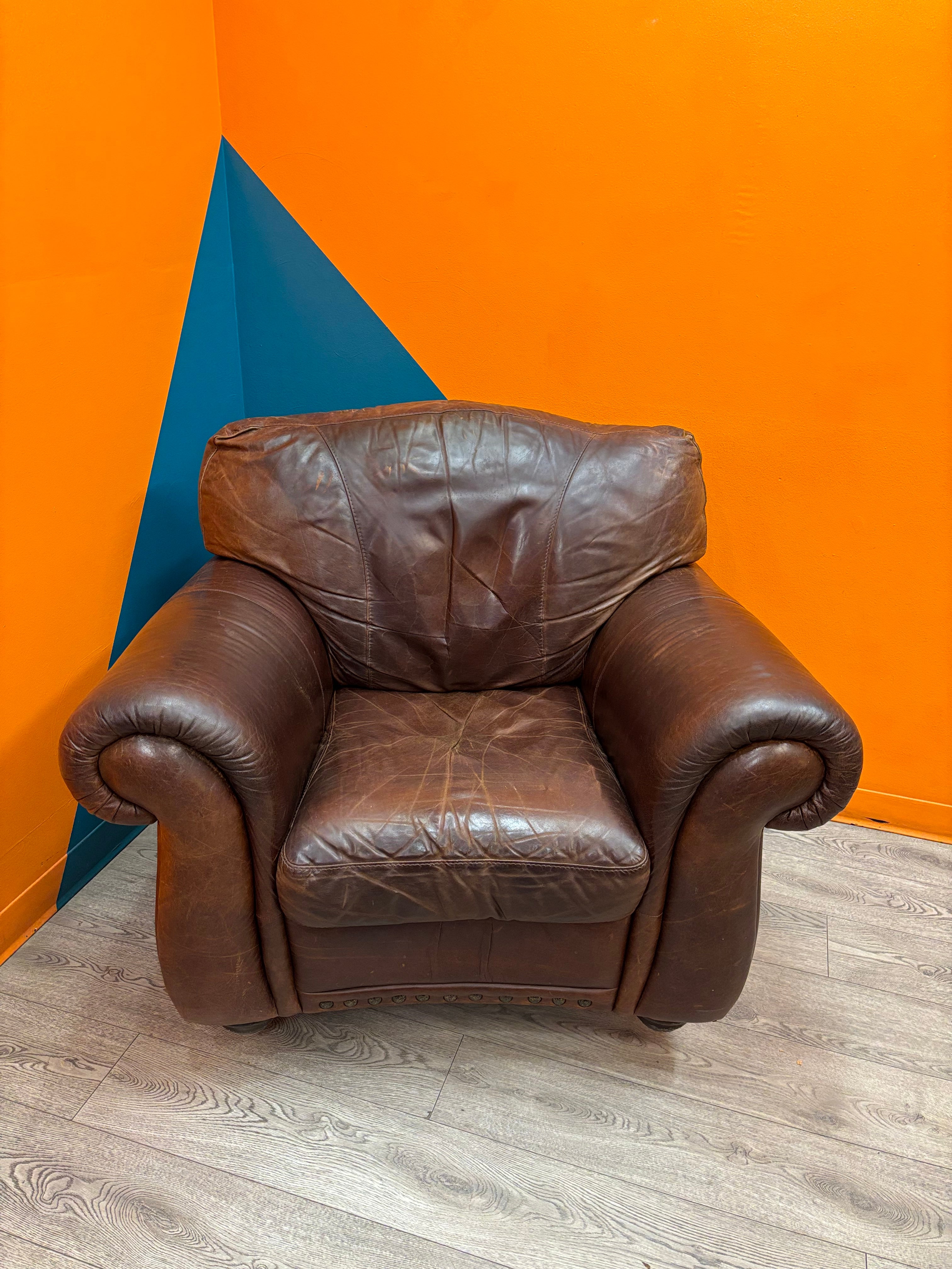 Italsofa Brown Leather Chair