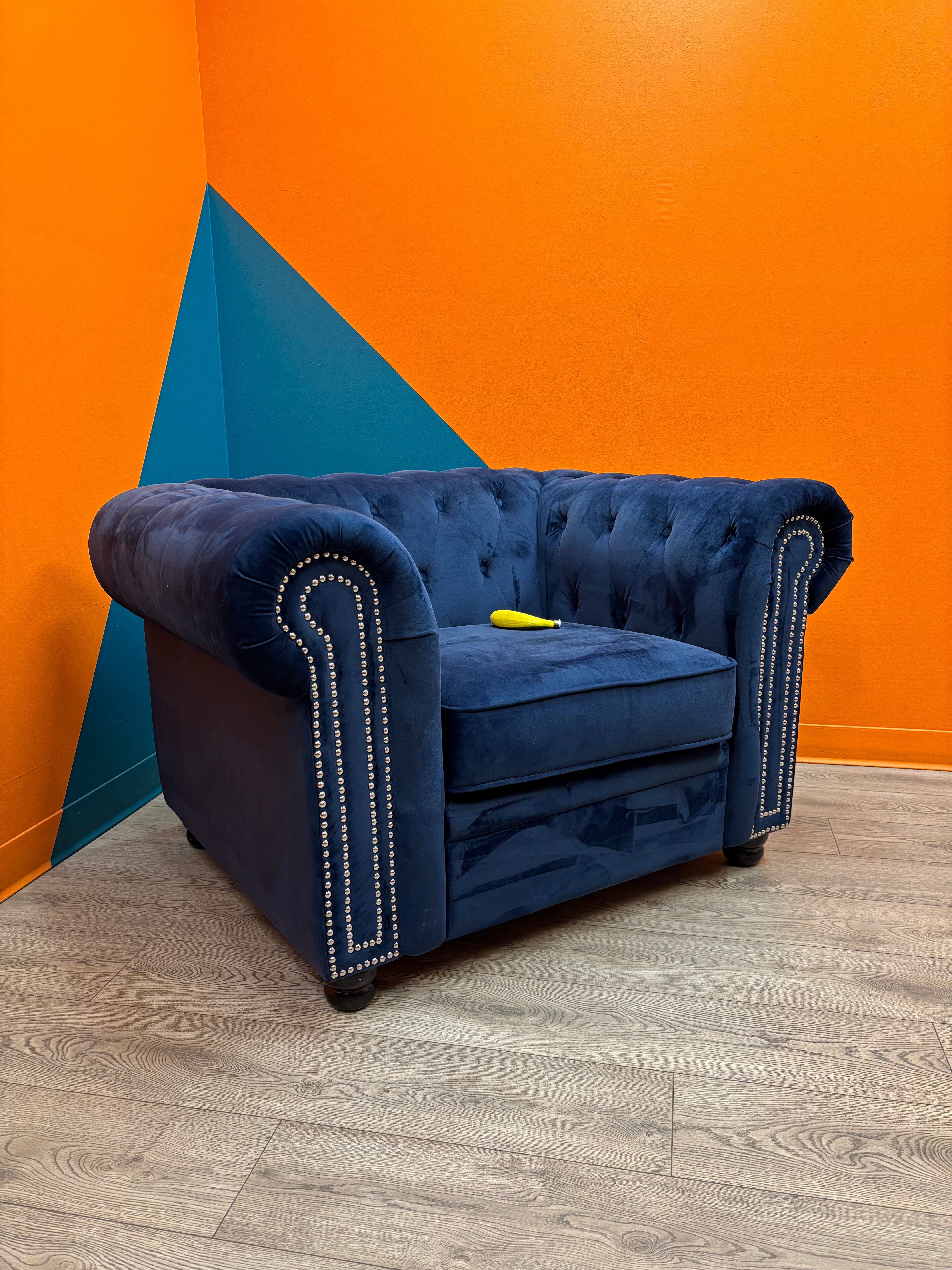 Royal Blue Velvet Armchair