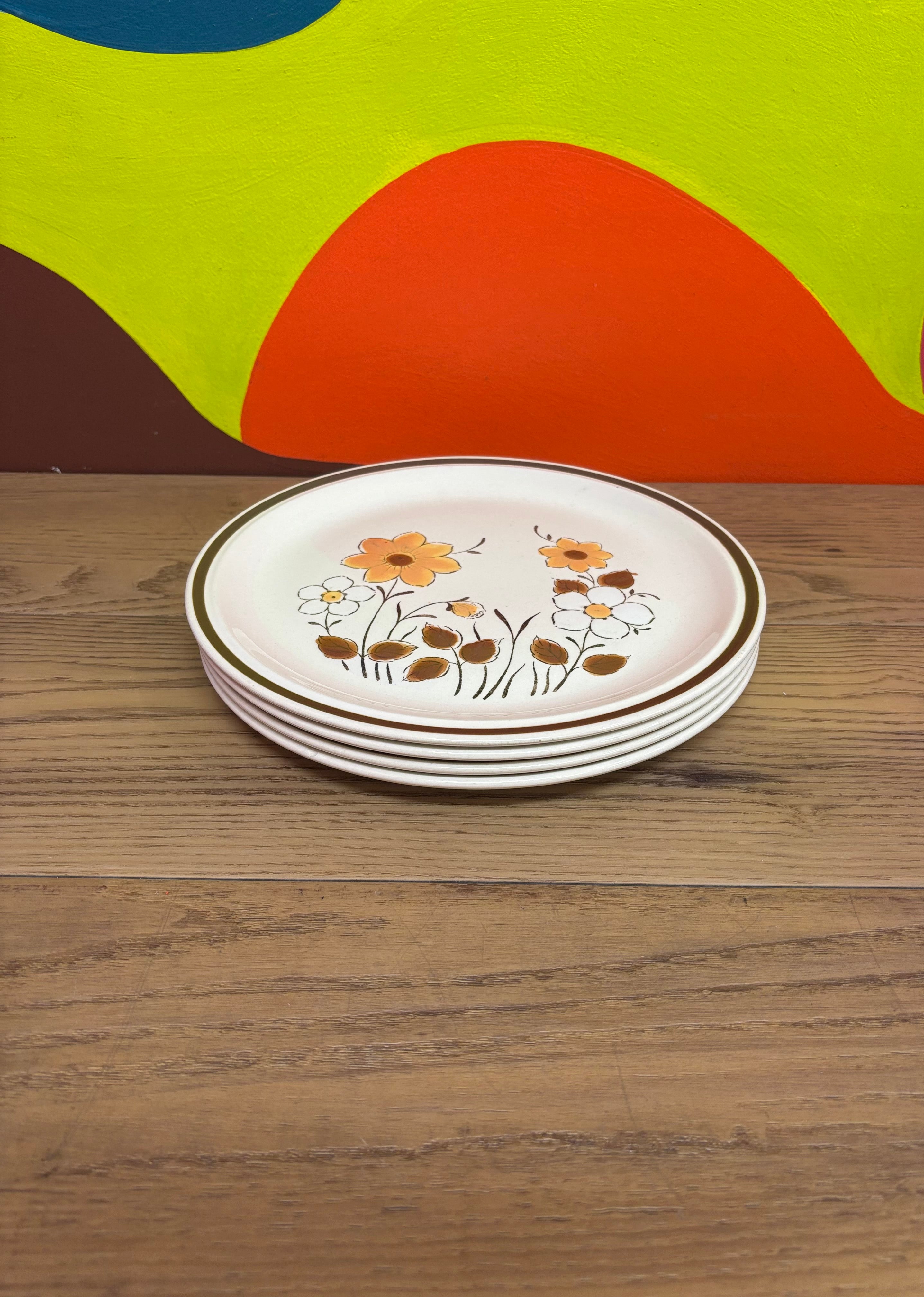 (4) Floral Plates