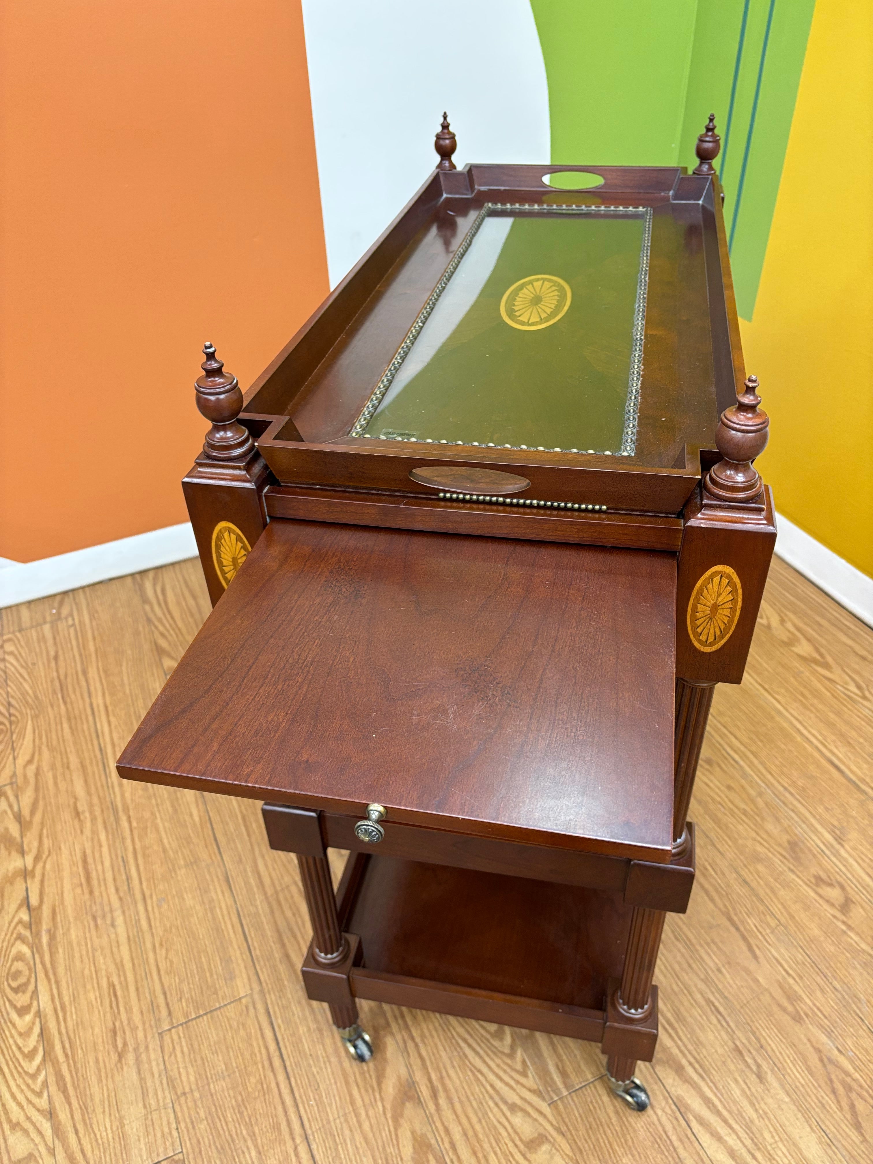 Mahogany Post Rolling Serving Cart