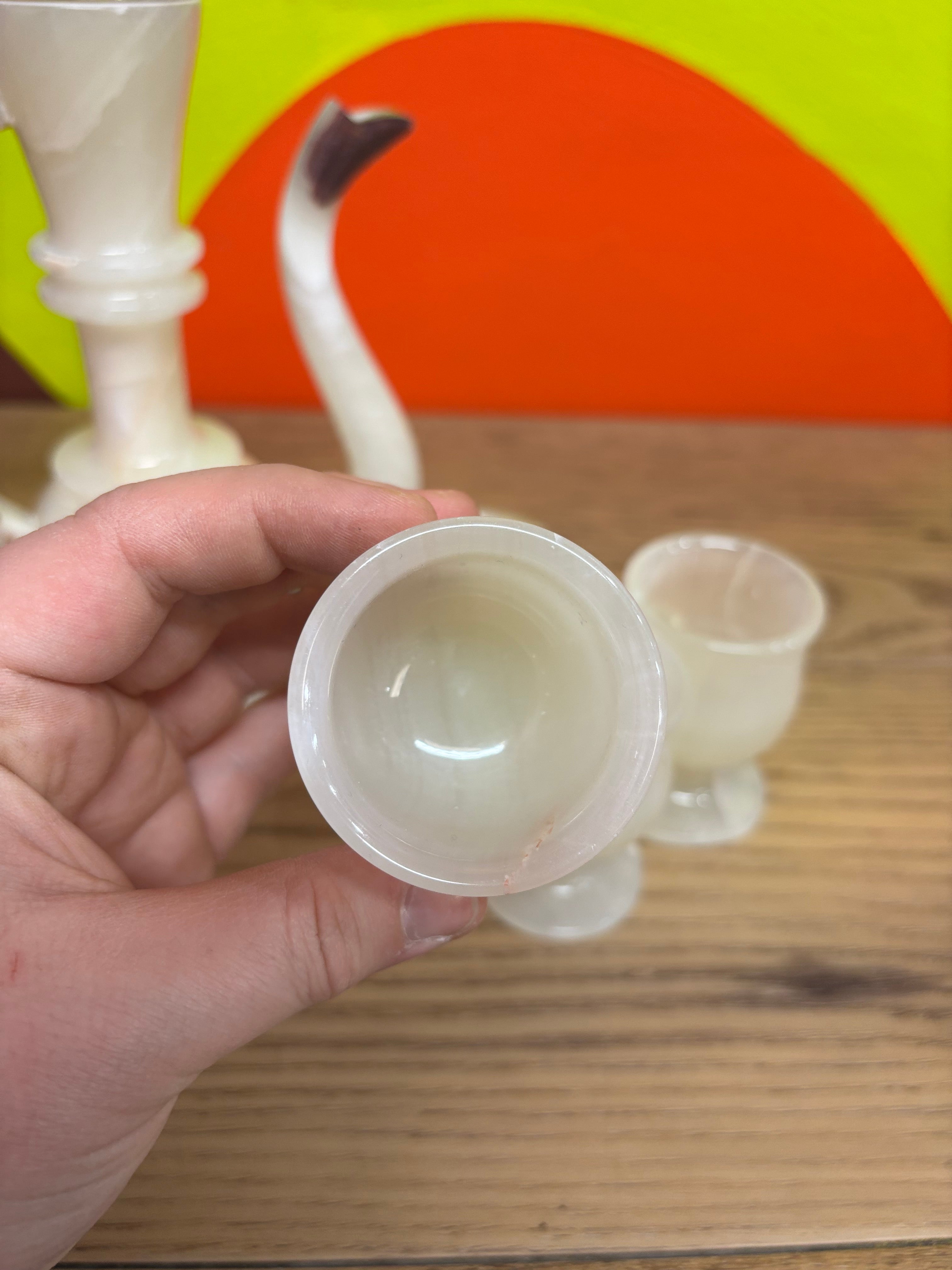 Carved Onyx Pitcher and Goblets Set