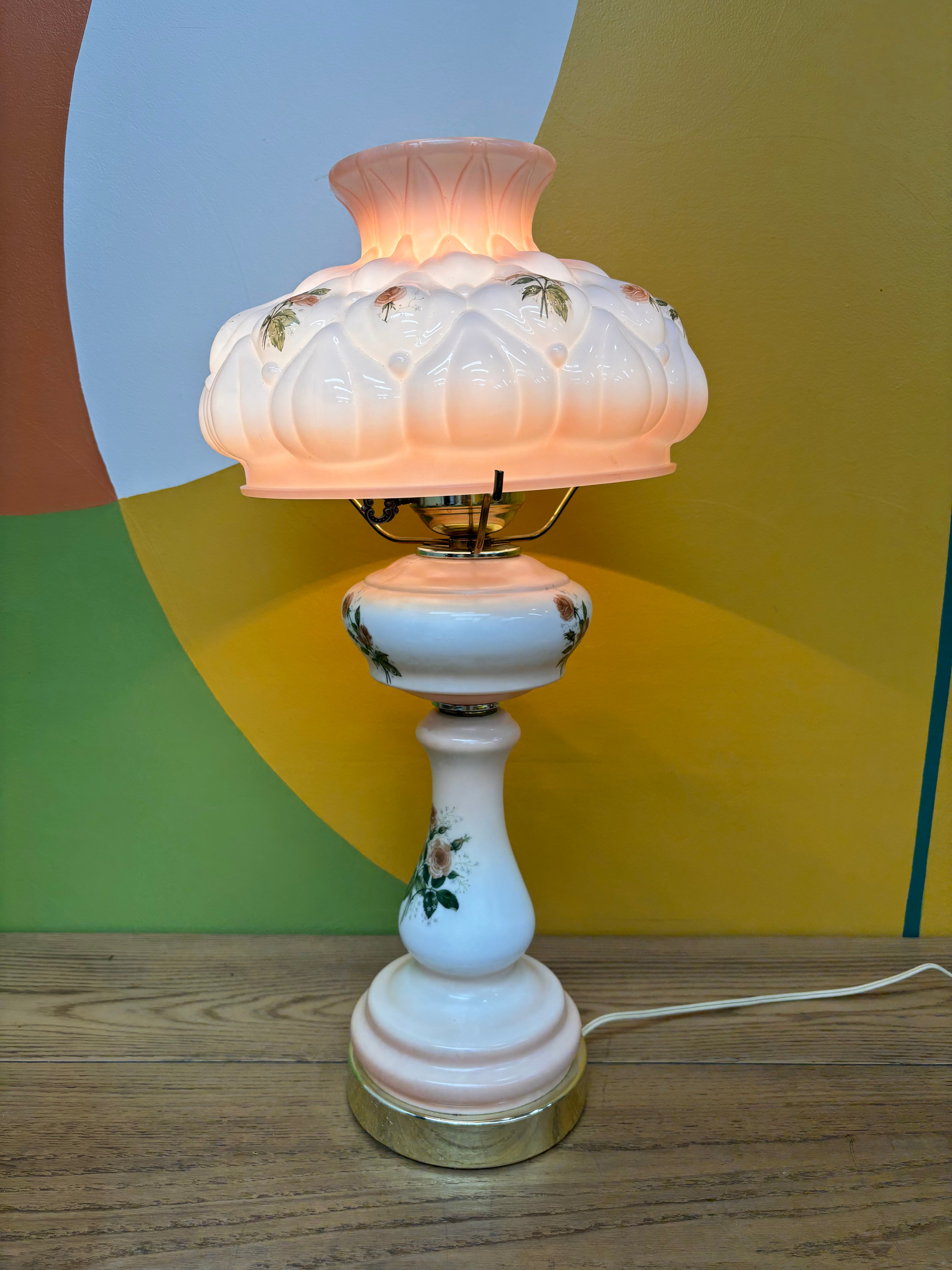 Pink "Gone with the Wind" Style Hurricane Lamp