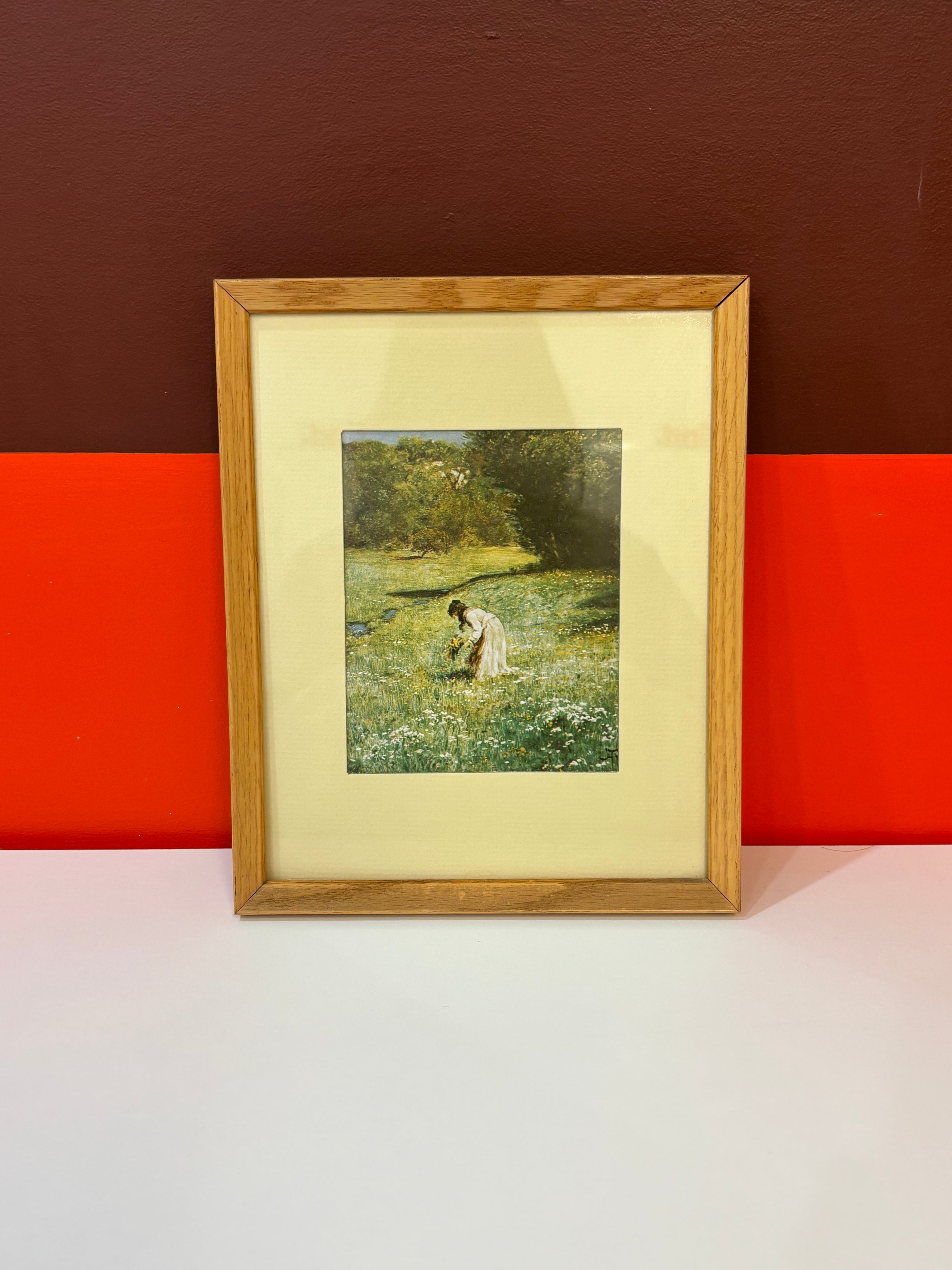 "Girl in the Meadow" By Hans Thoma Framed Print