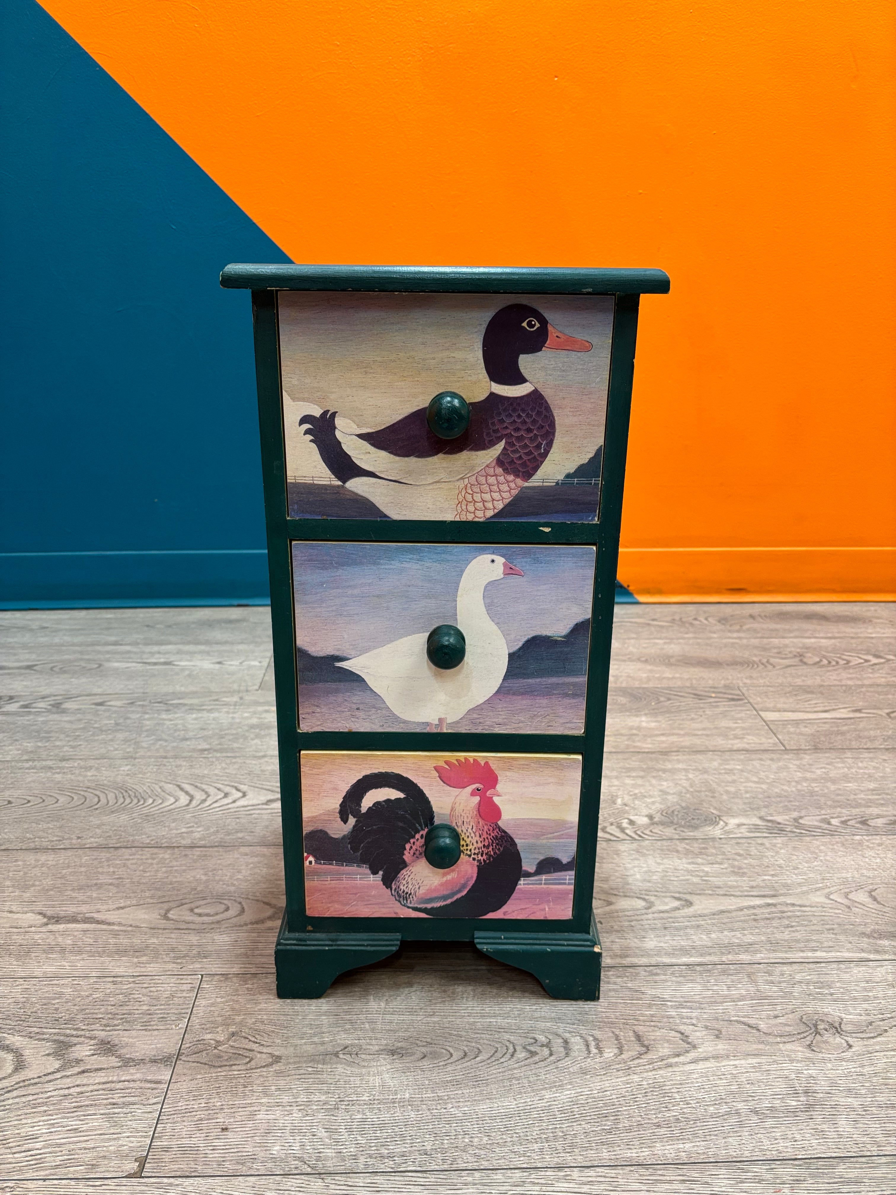 3 Drawer Bird Nightstand