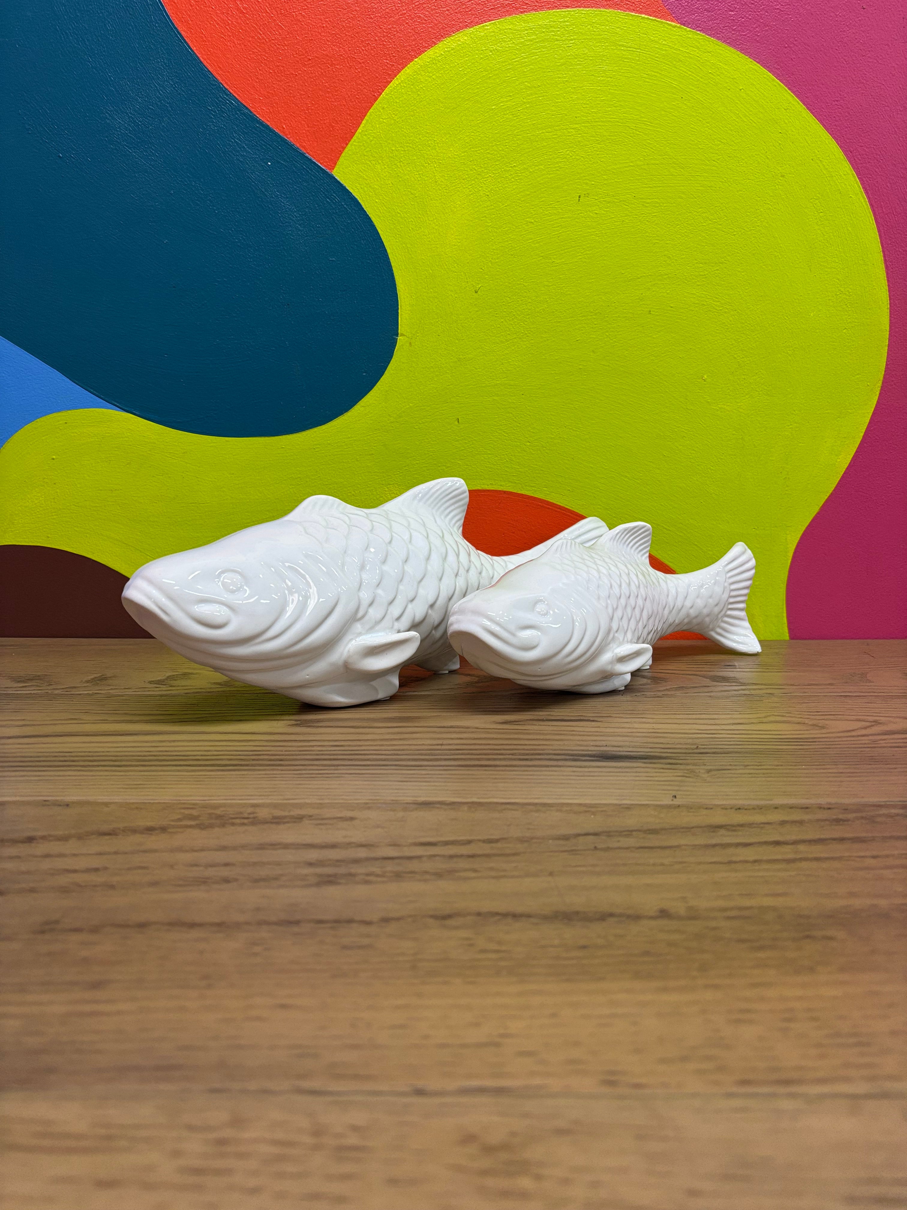 (2) White Ceramic Fish Figurines (Torre & Tagus)