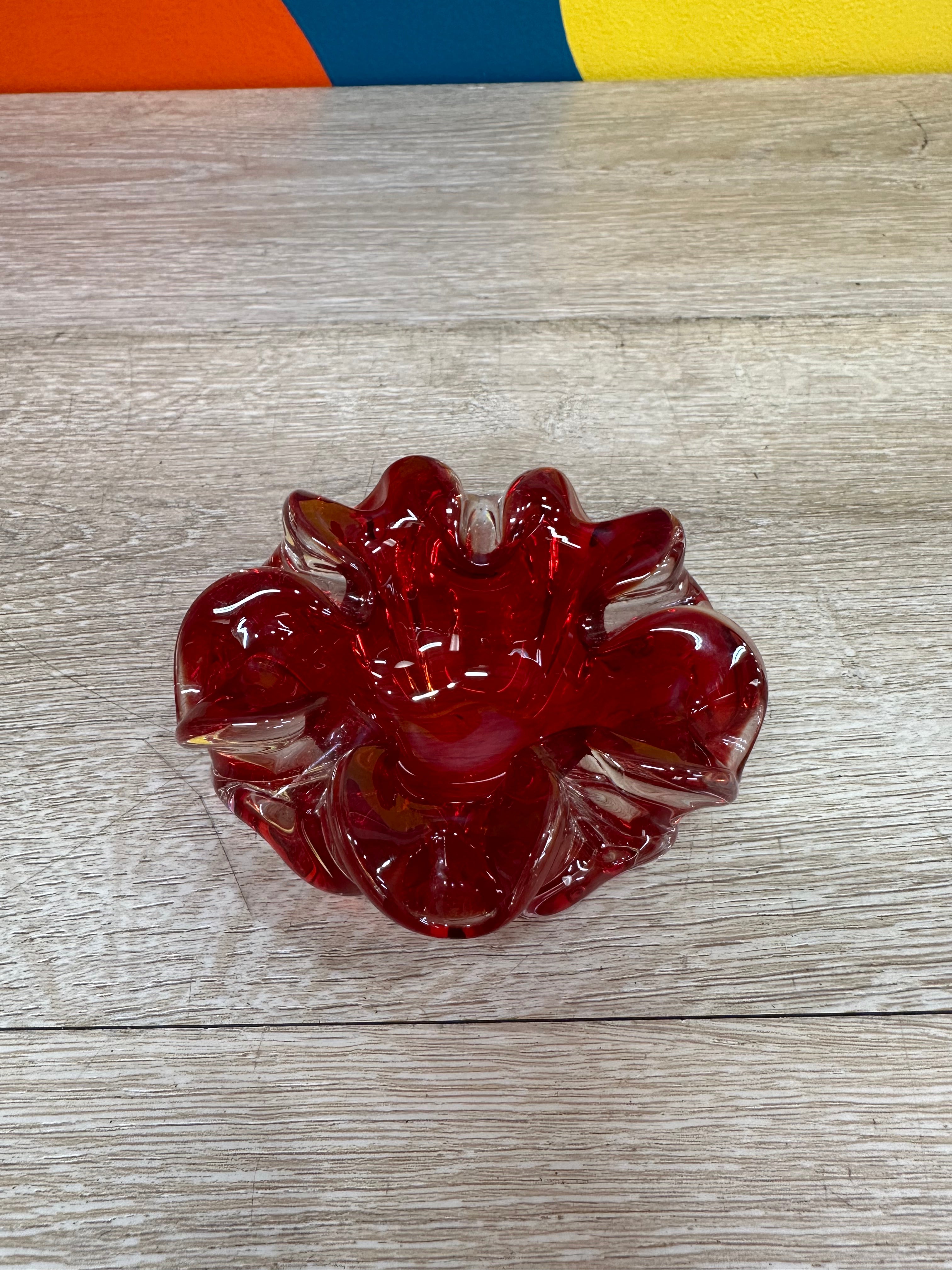 Small Red Ruby Glass Dish