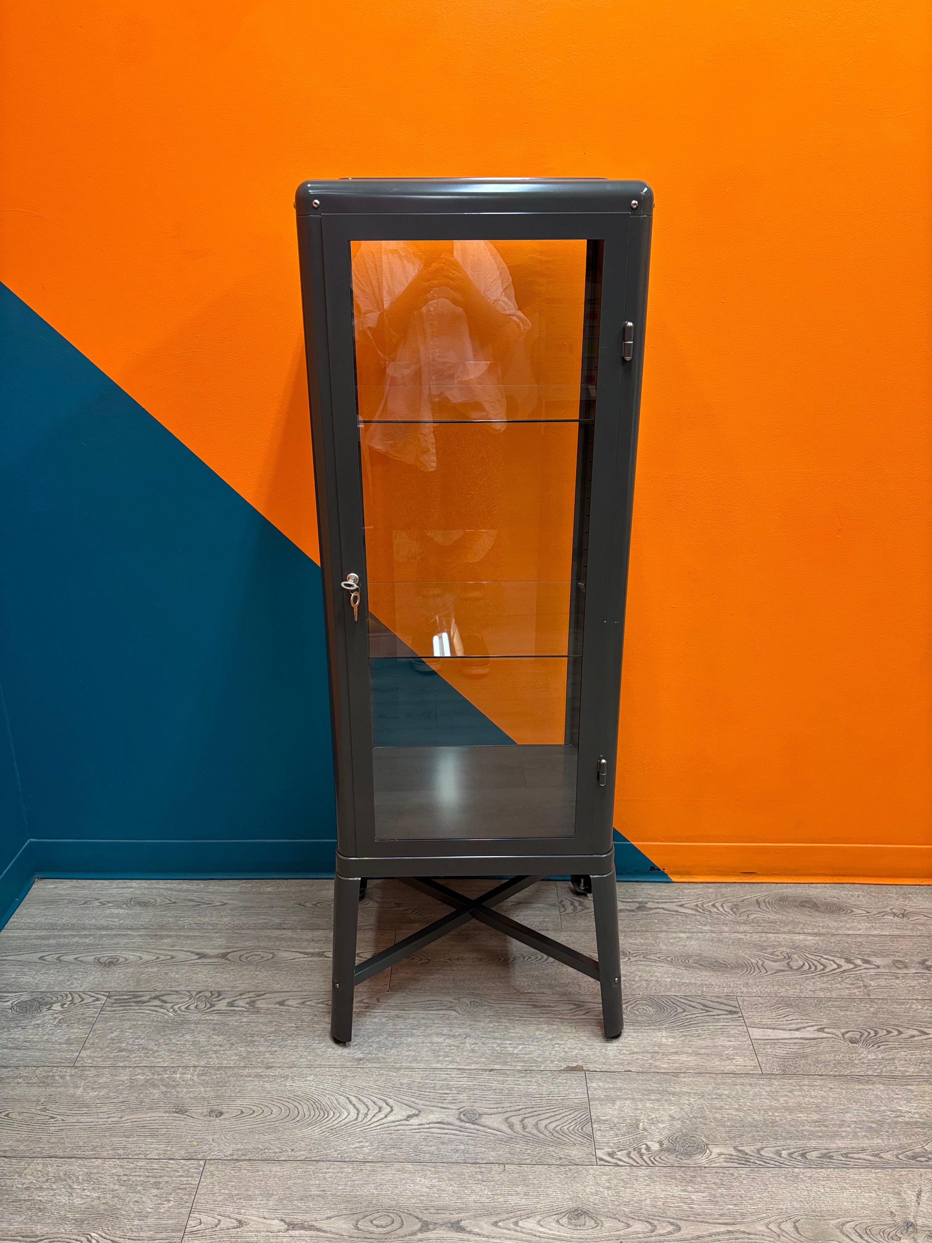 Charcoal Glass Door Cabinet with Key (FABRIKOR) - IKEA