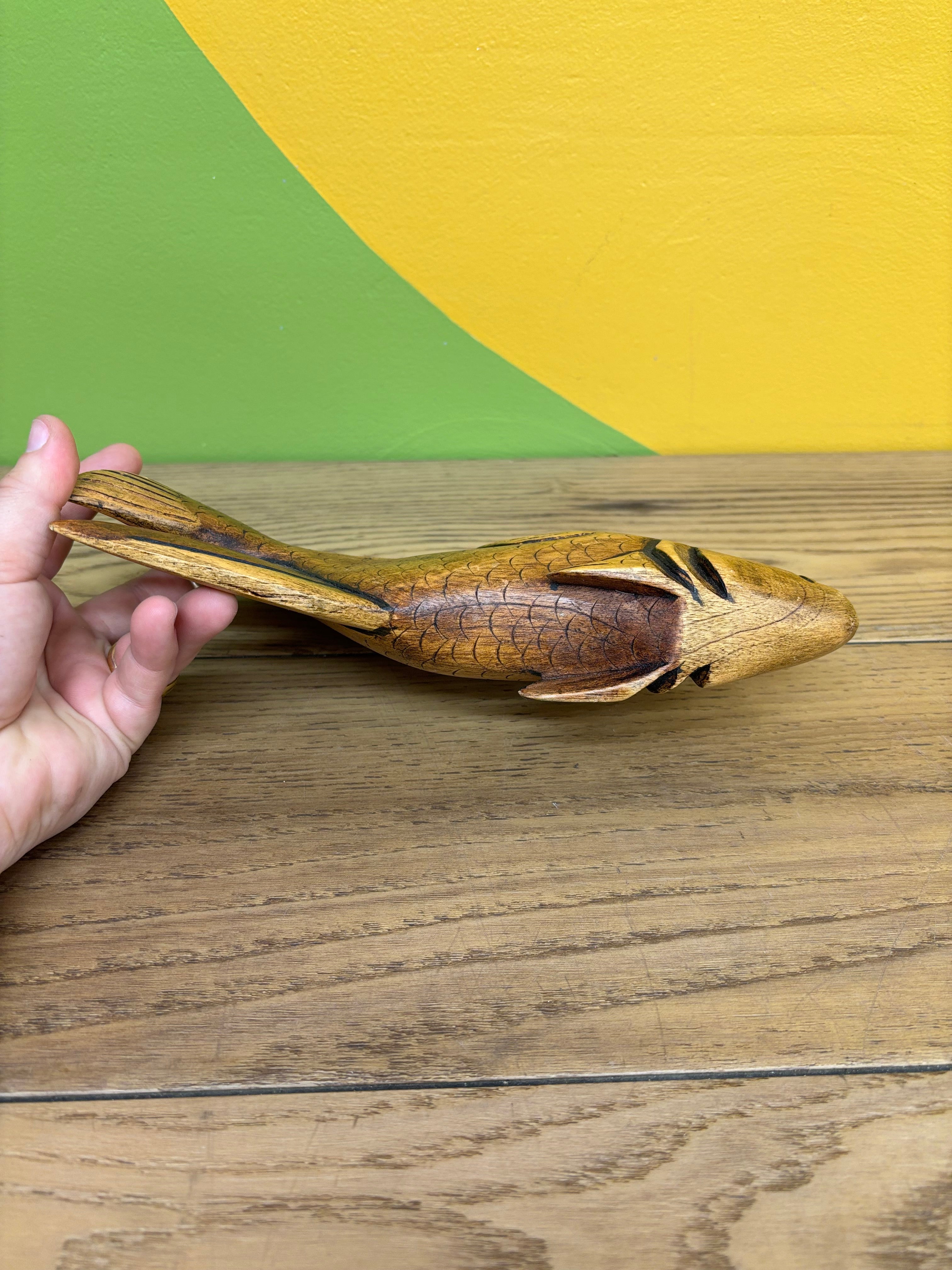 Carved Wood Fish Figurine