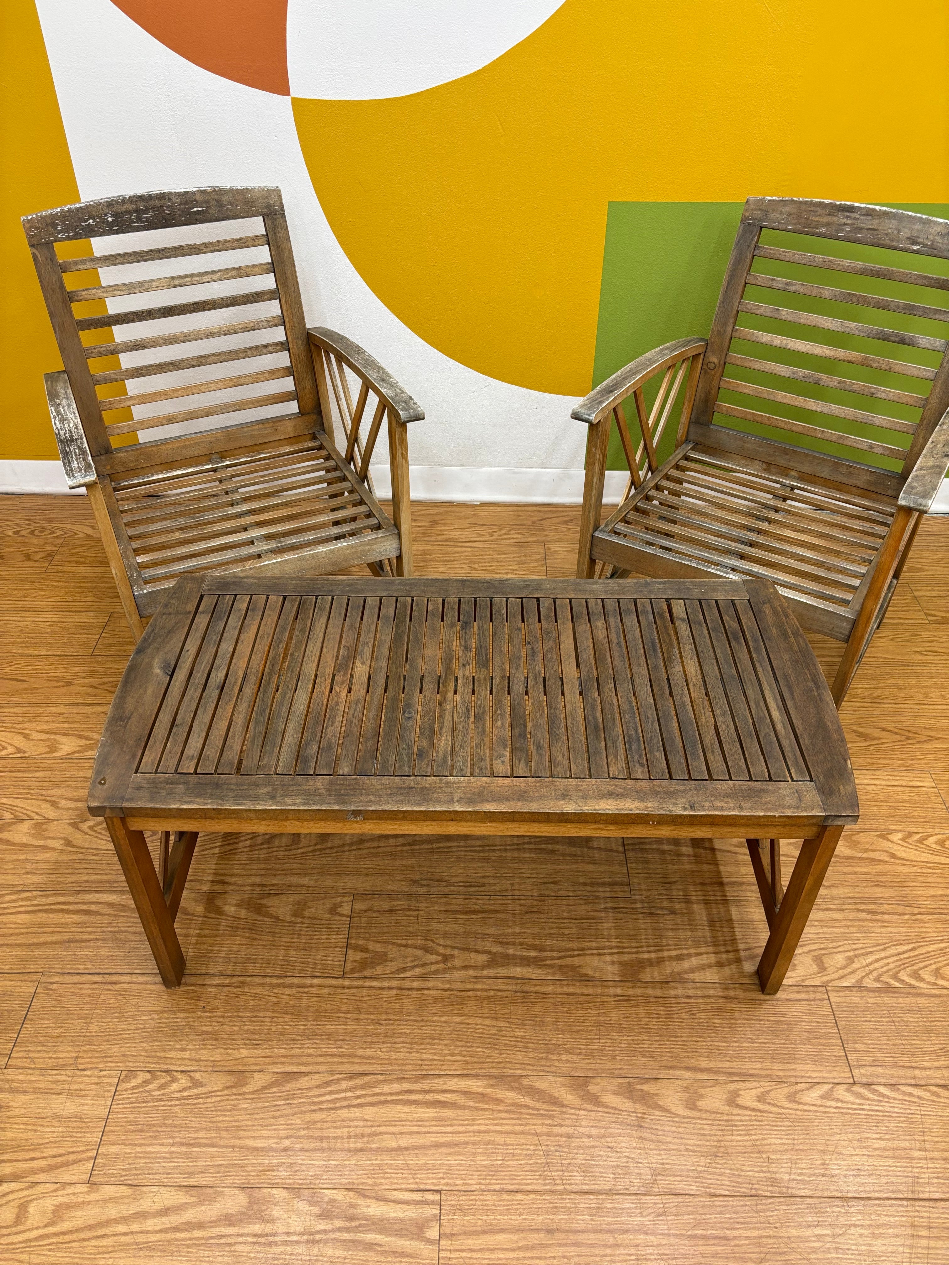 Safavieh Wood Patio Chairs & Coffee Table