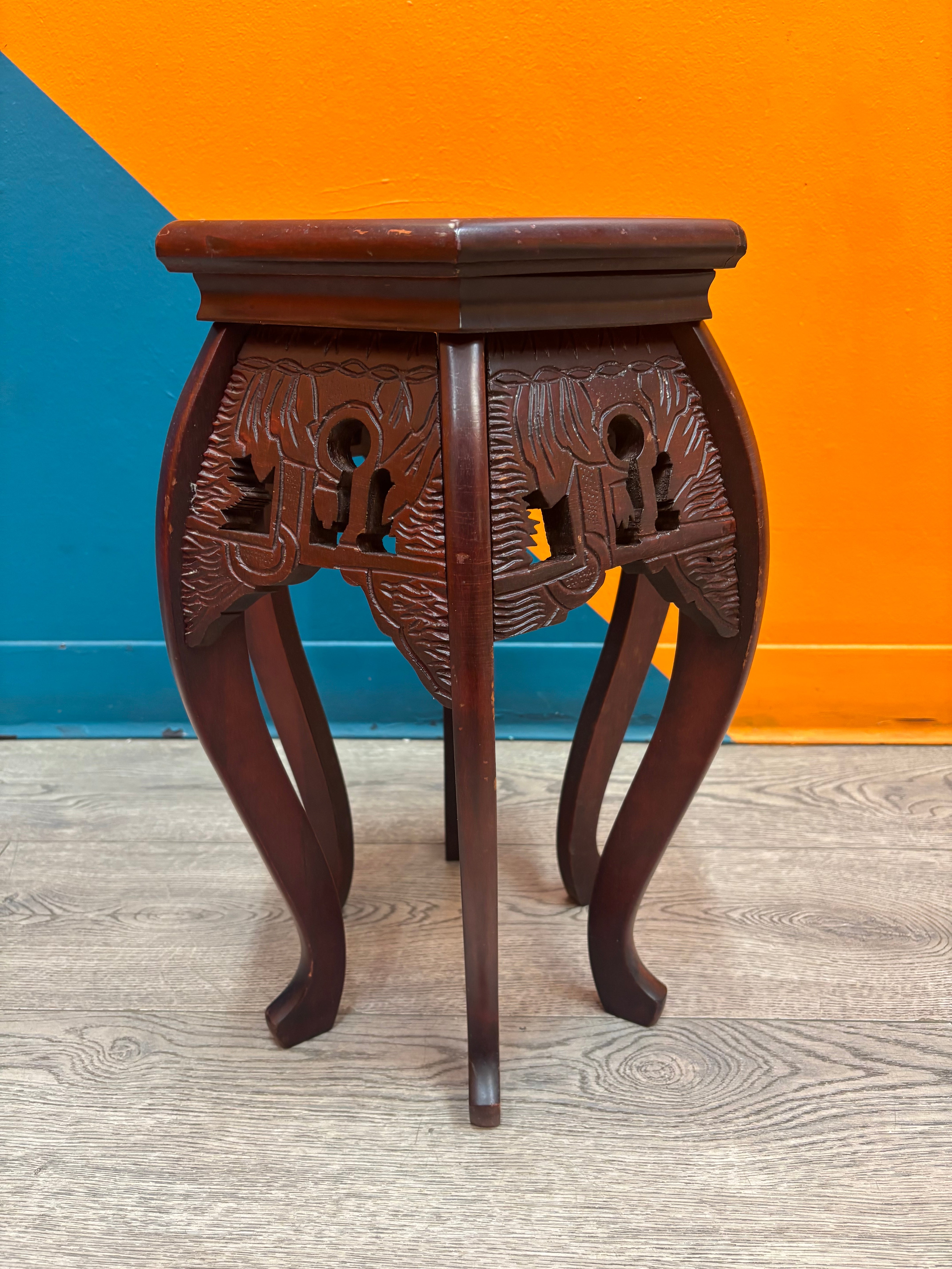 Carved Wood Pedestal Table