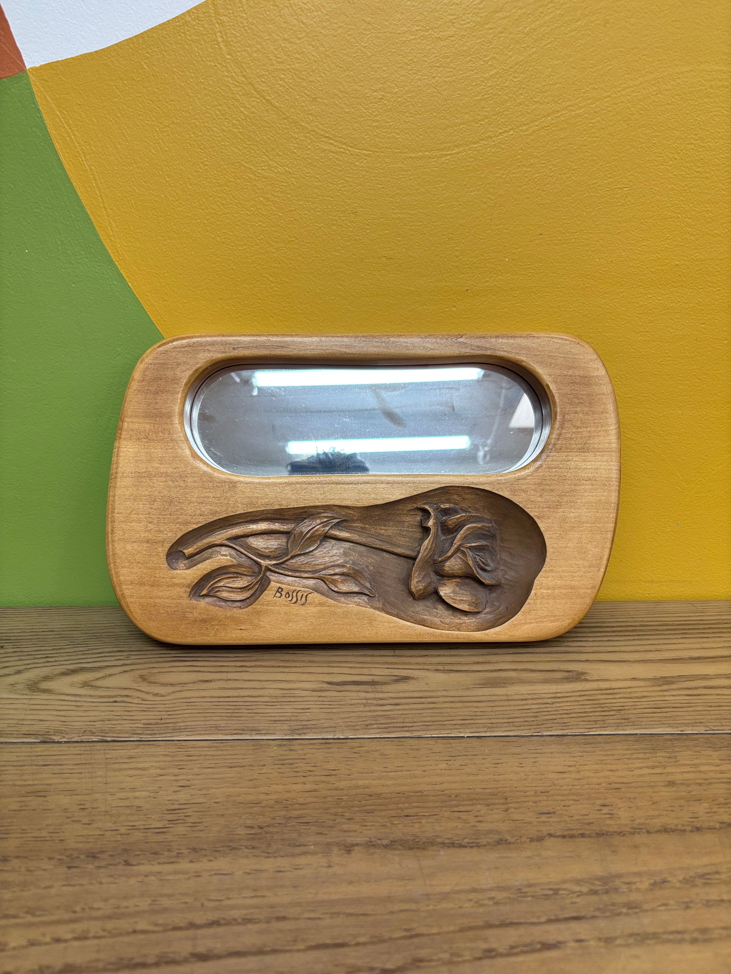 Small Wood Carved Mirror